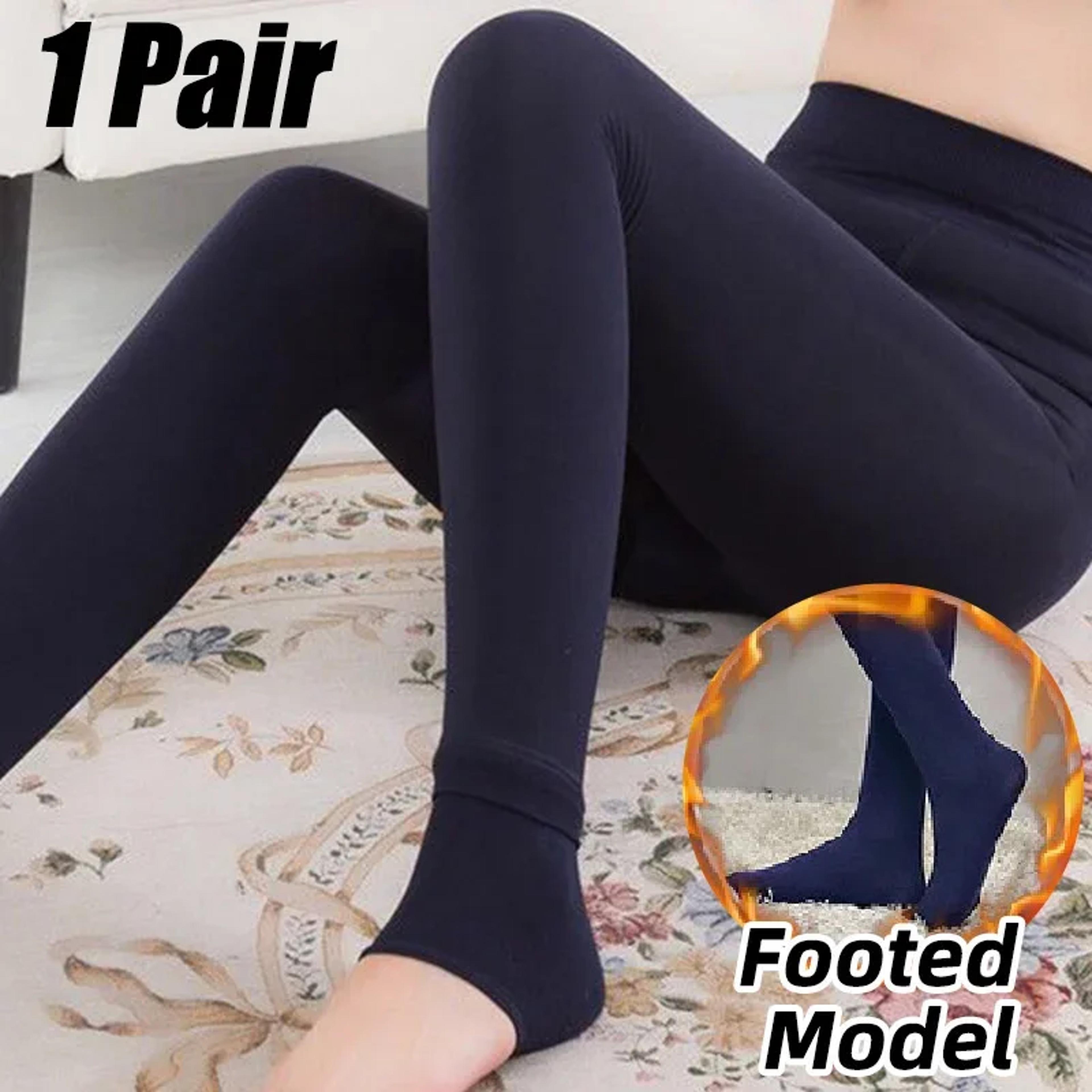 winter fleece lined leggings for women thickened warm ankle-length tights