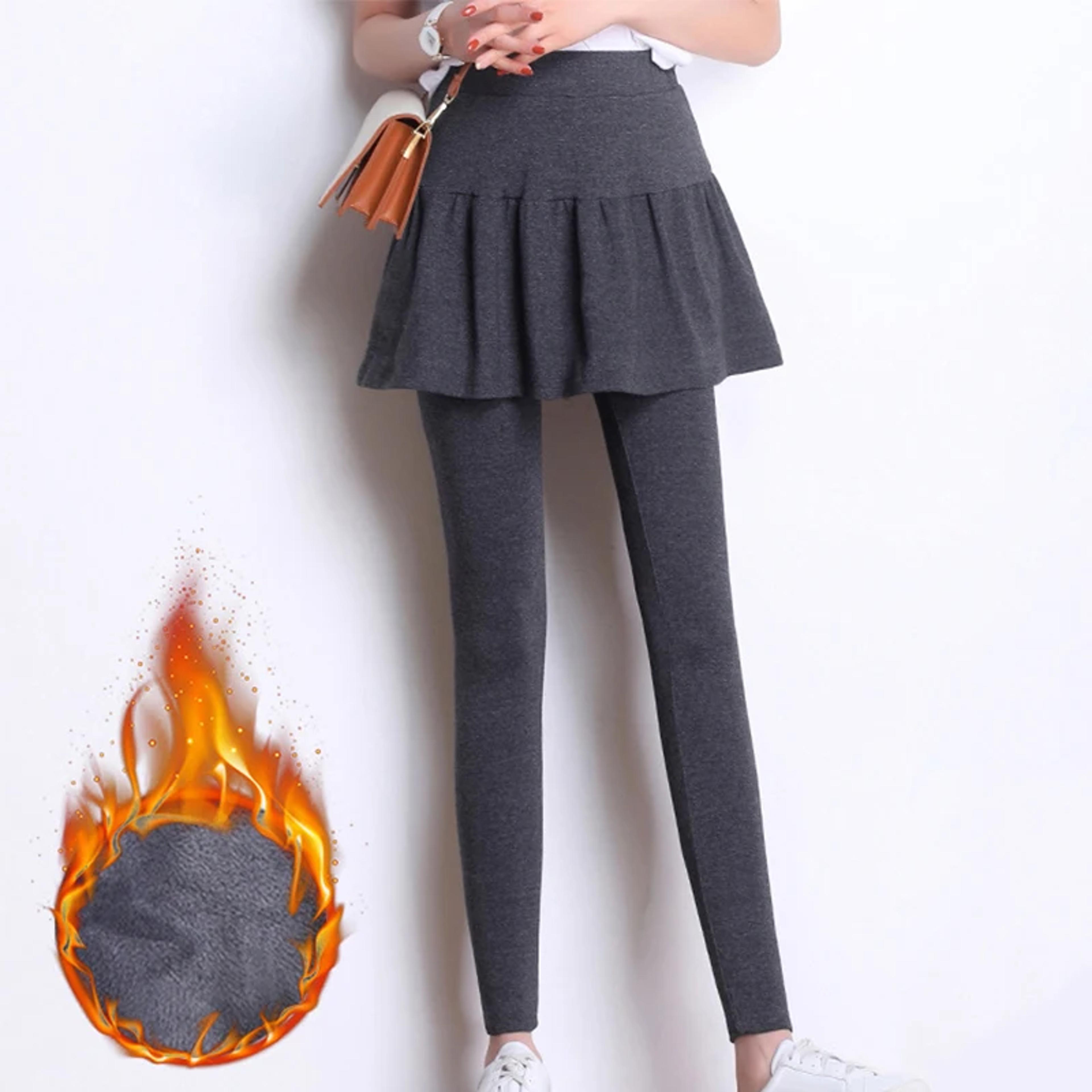 Womens Plush Thermal Leggings Mid Waist Ankle Length Winter Pants 9