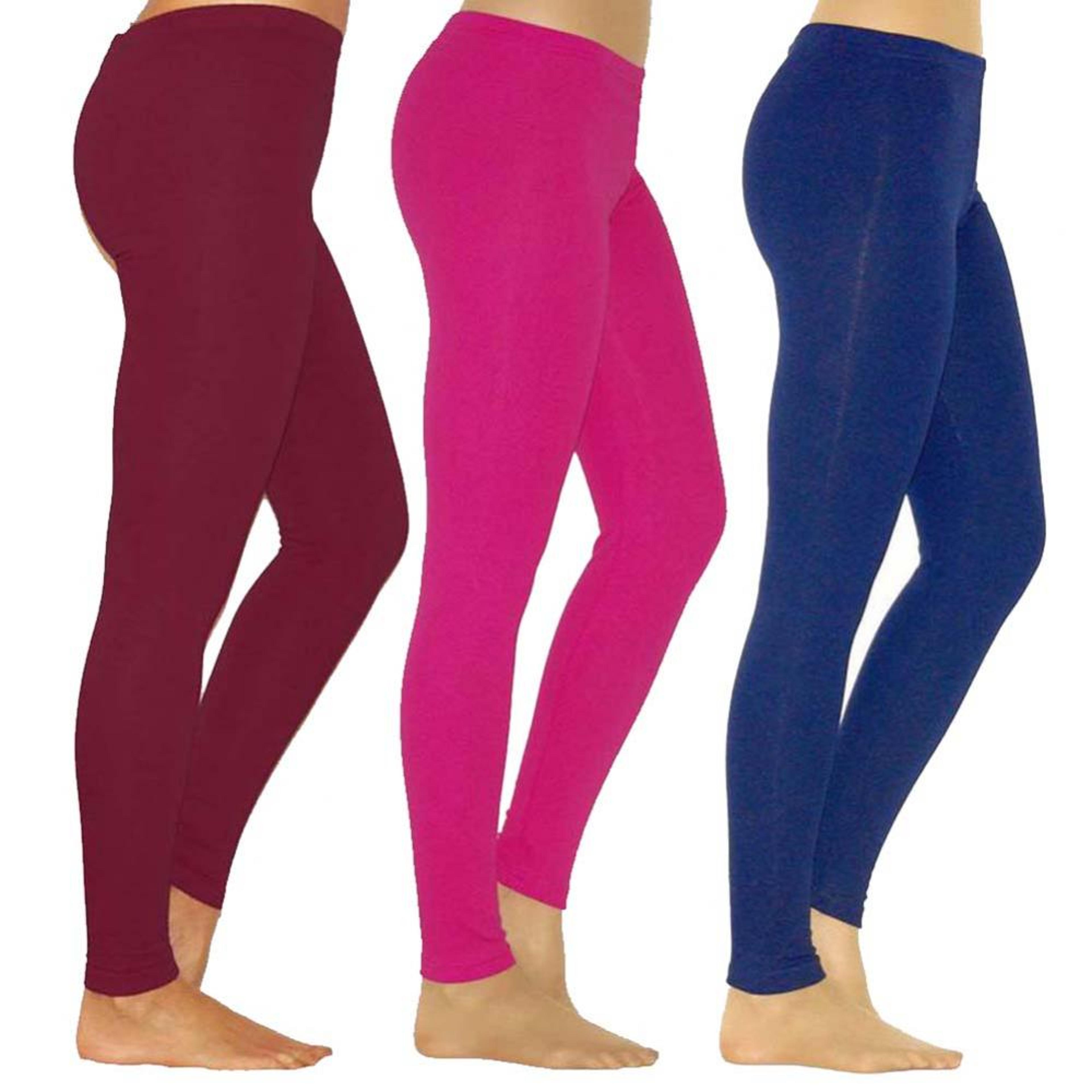 Womens Stretchy MidWaist Leggings  Solid Color AnkleLength Slim Fit Pants 2