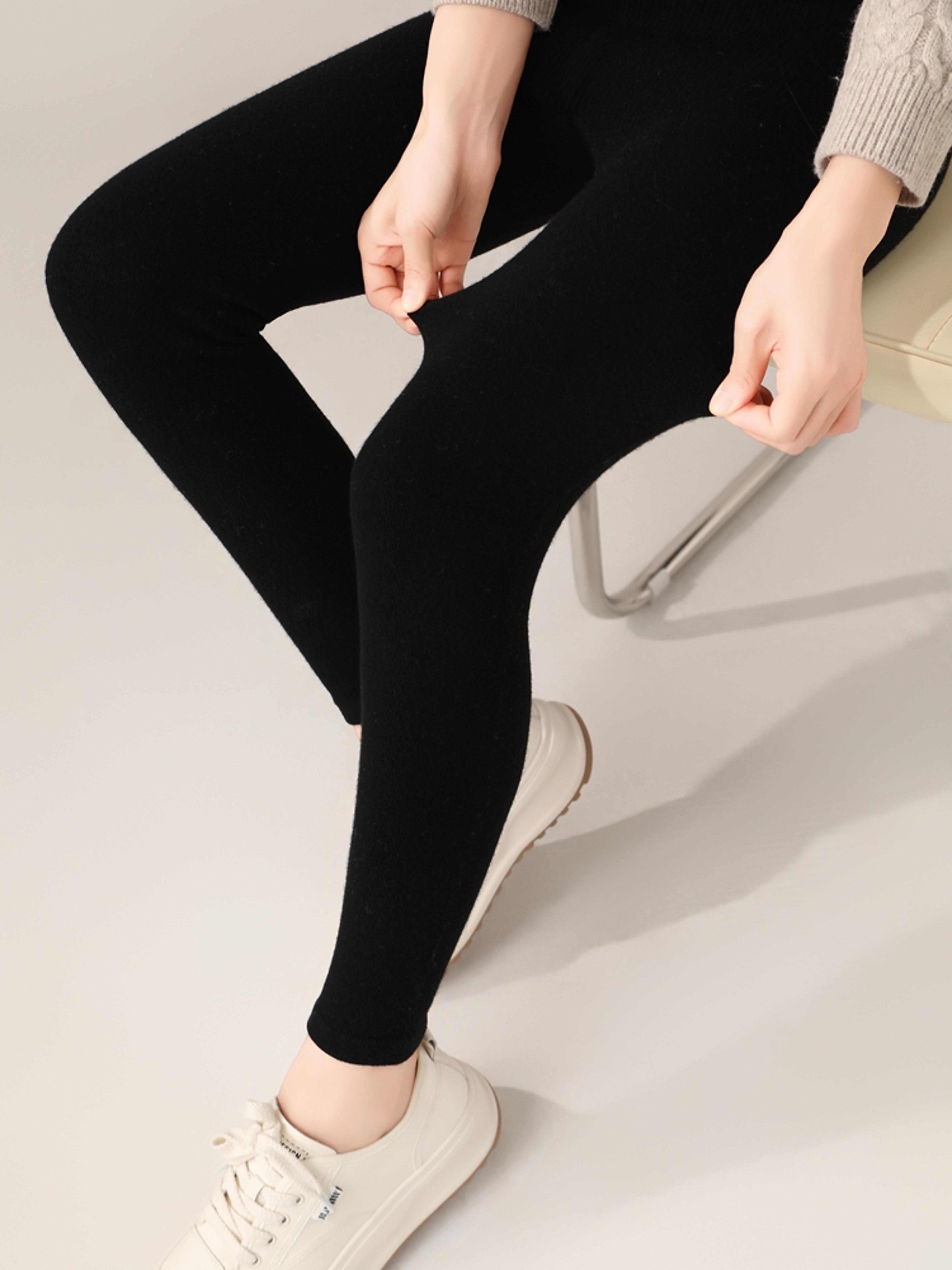 Womens 100 Merino Wool HighWaisted Knit Leggings For Fall And Winter 6