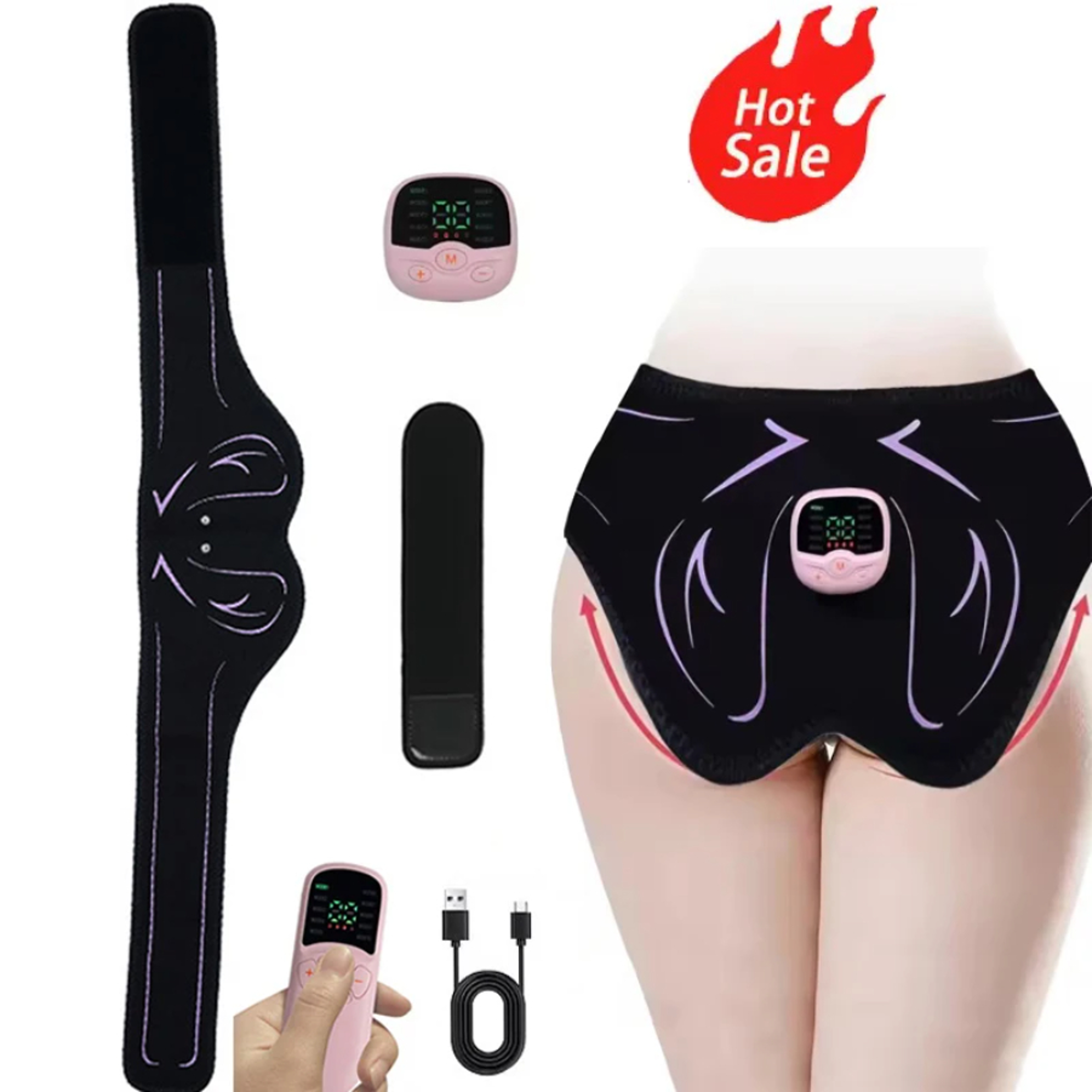 electric ems hip trainer usb rechargeable glute muscle stimulator