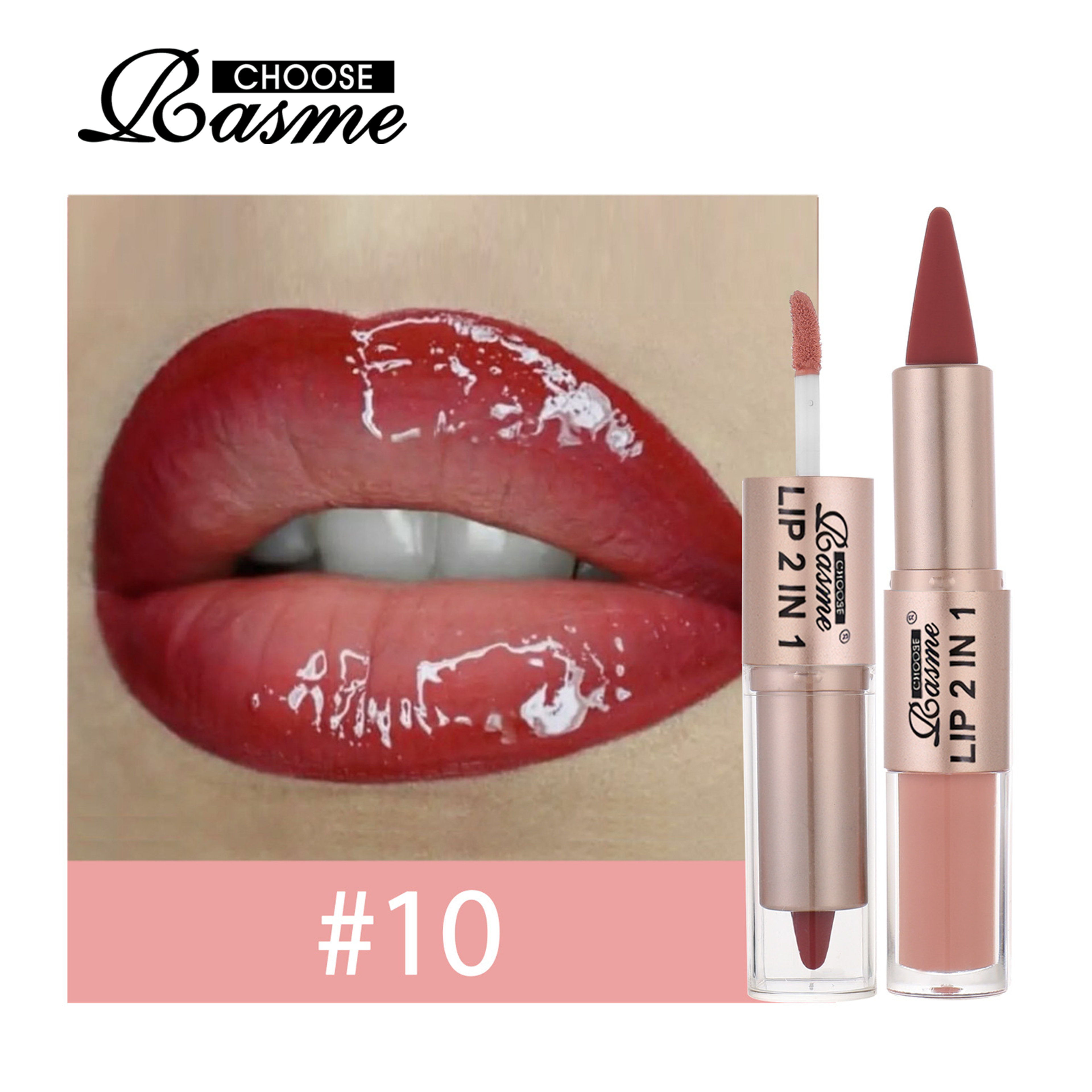 2in1 Lip Liner And Gloss Waterproof Matte Lip Contour With Mirror Shine 10