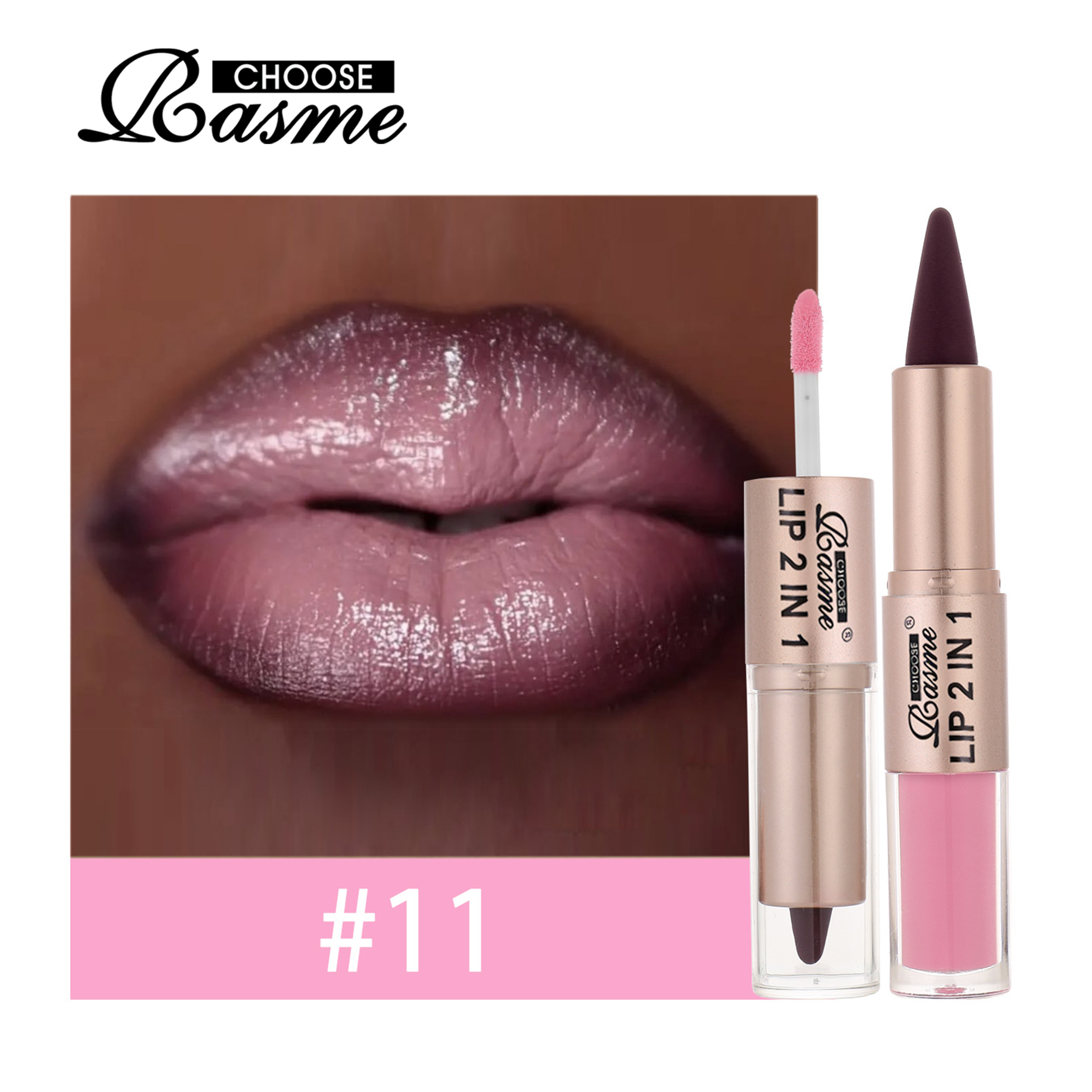 2in1 Lip Liner And Gloss Waterproof Matte Lip Contour With Mirror Shine 12