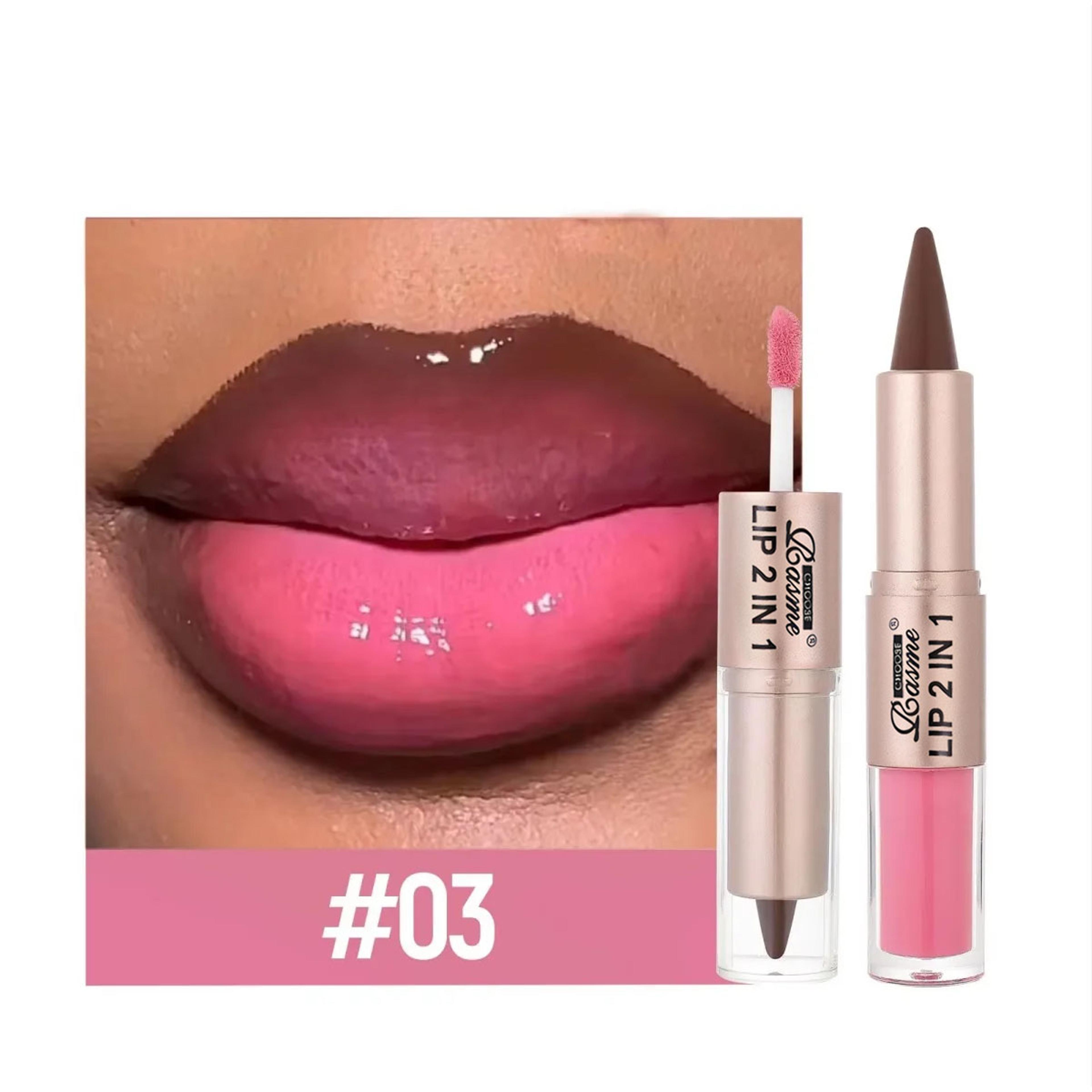 2in1 Lip Liner And Gloss Waterproof Matte Lip Contour With Mirror Shine 14