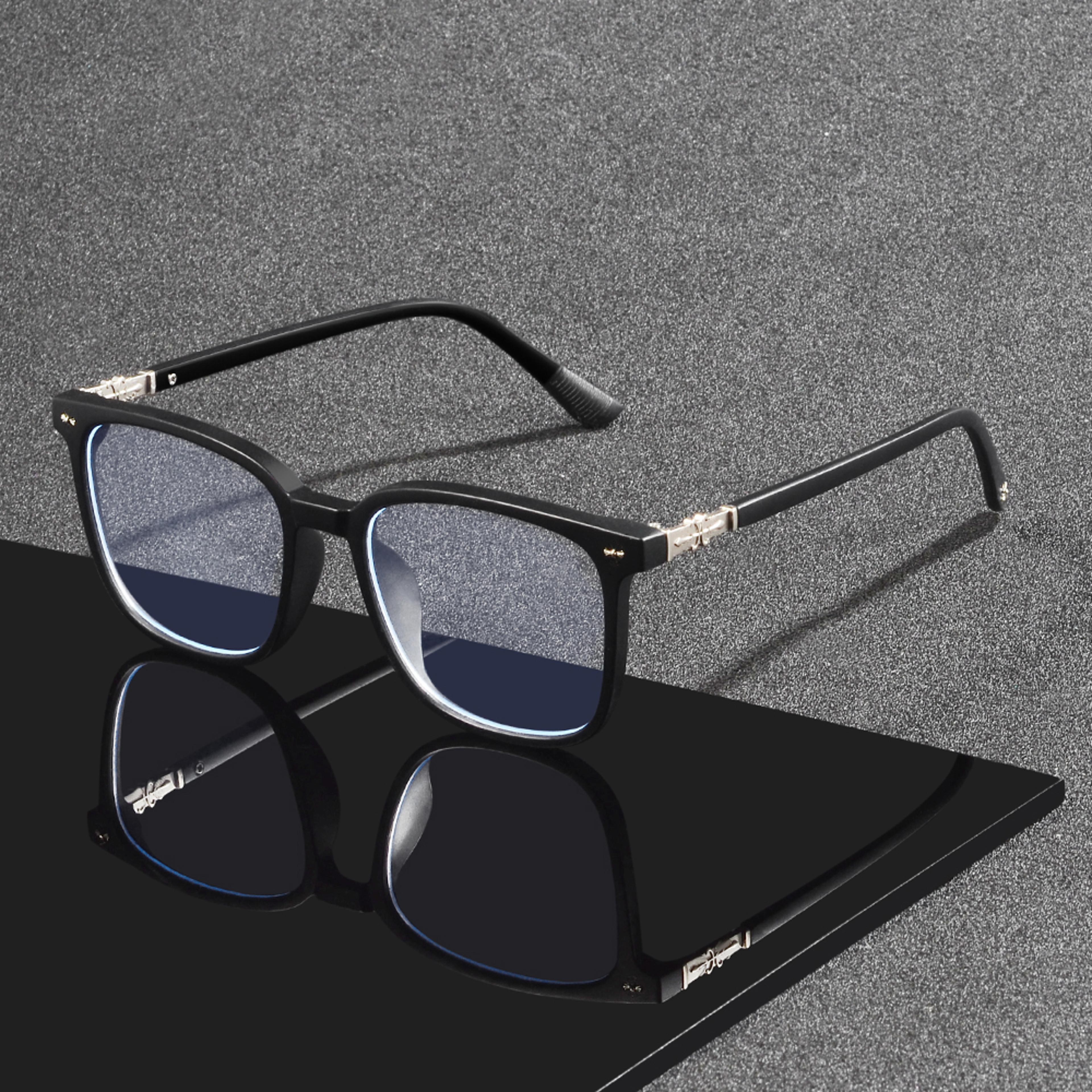 blue light blocking glasses with square alloy frames for women and men