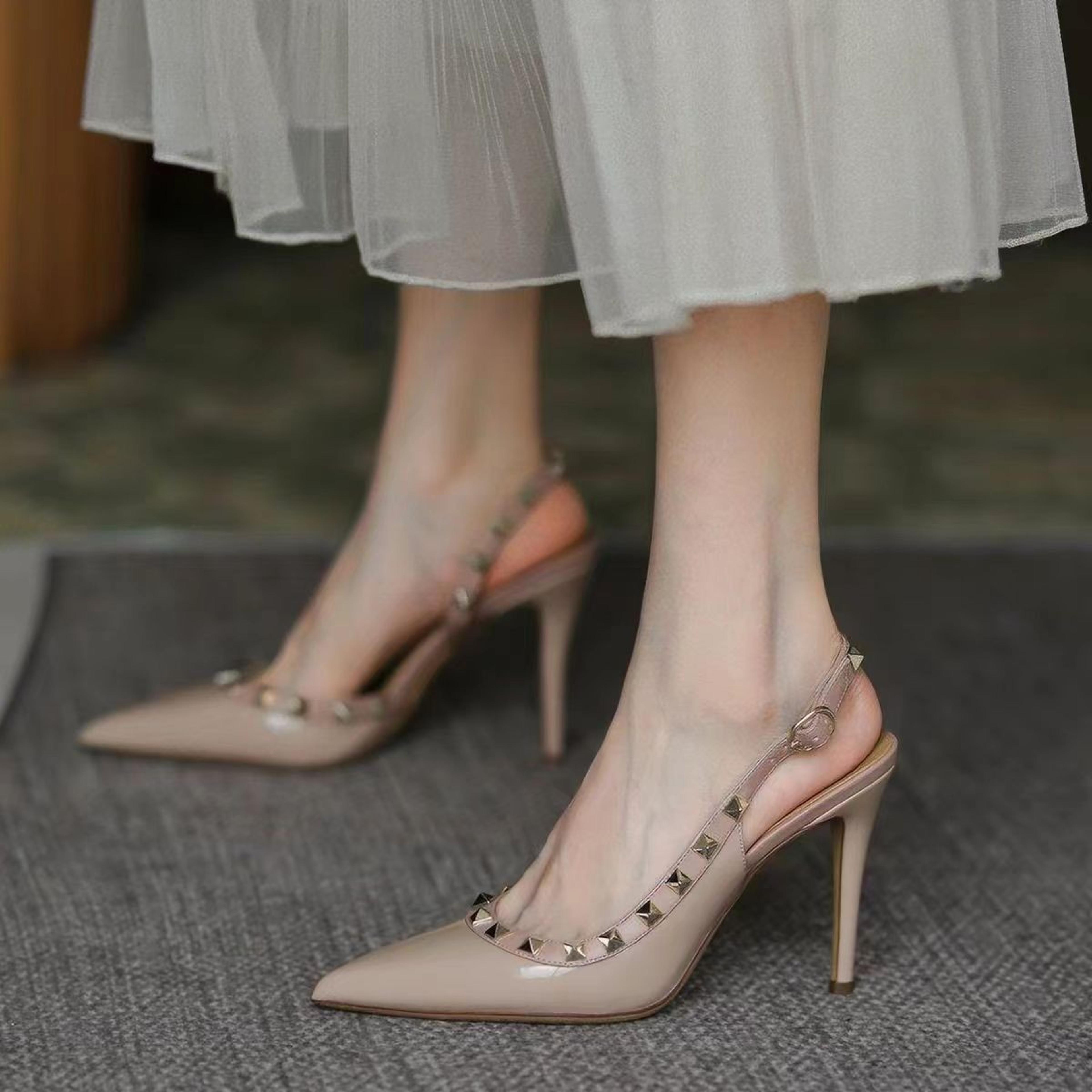 women's pointed toe high heel sandals with buckle strap