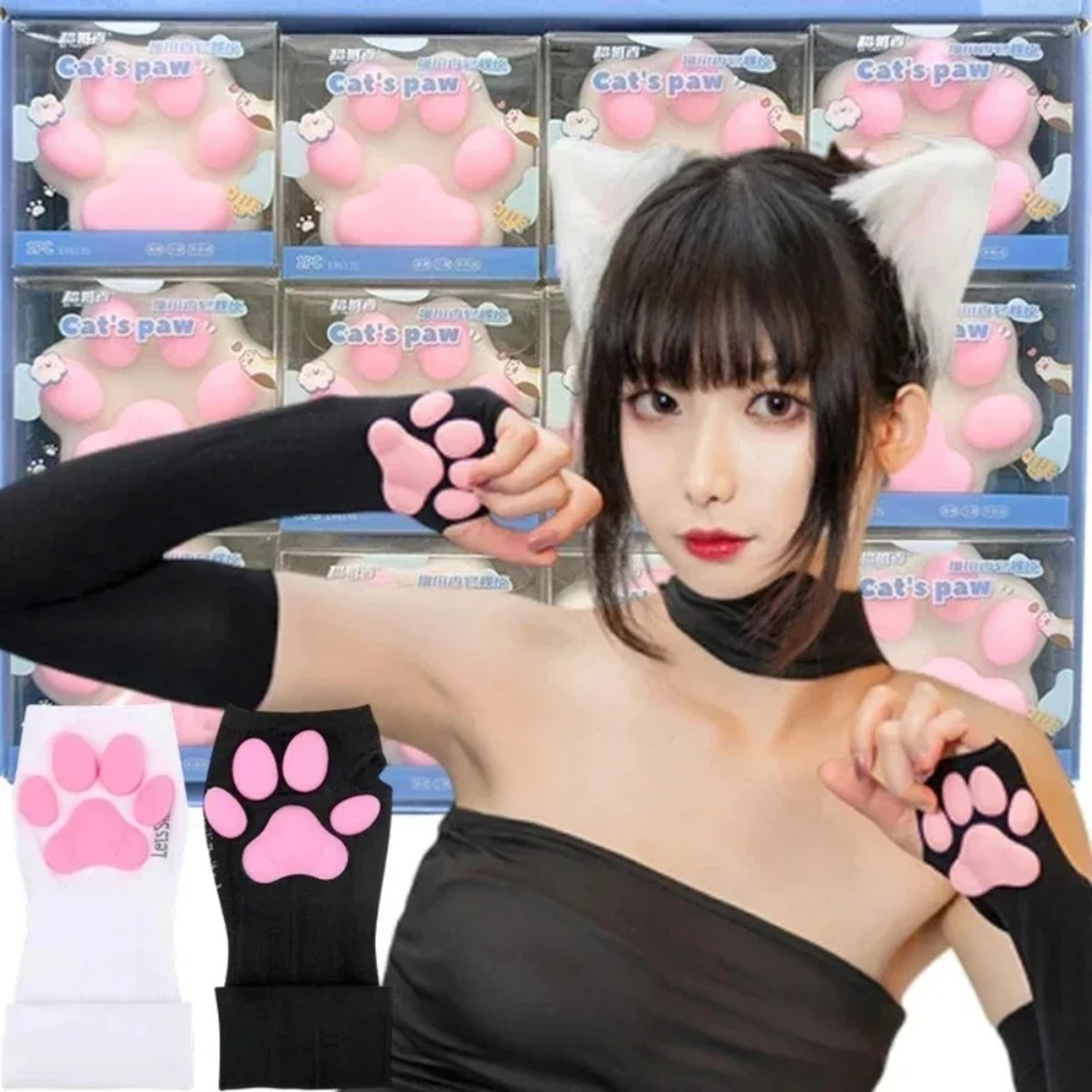 women's cat paw knit gloves for cosplay and sports