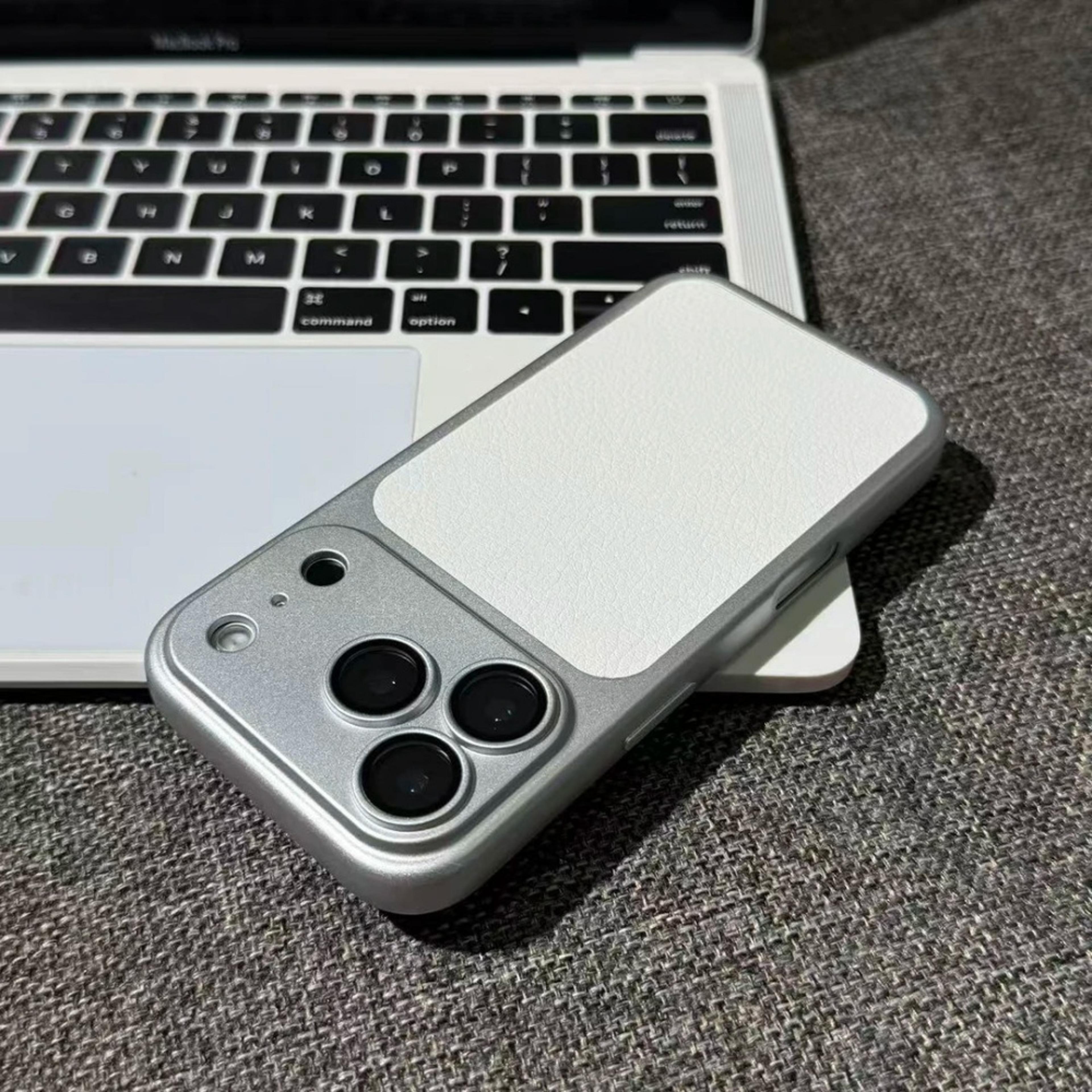 matte leather iphone case with large window and rugged armor protection