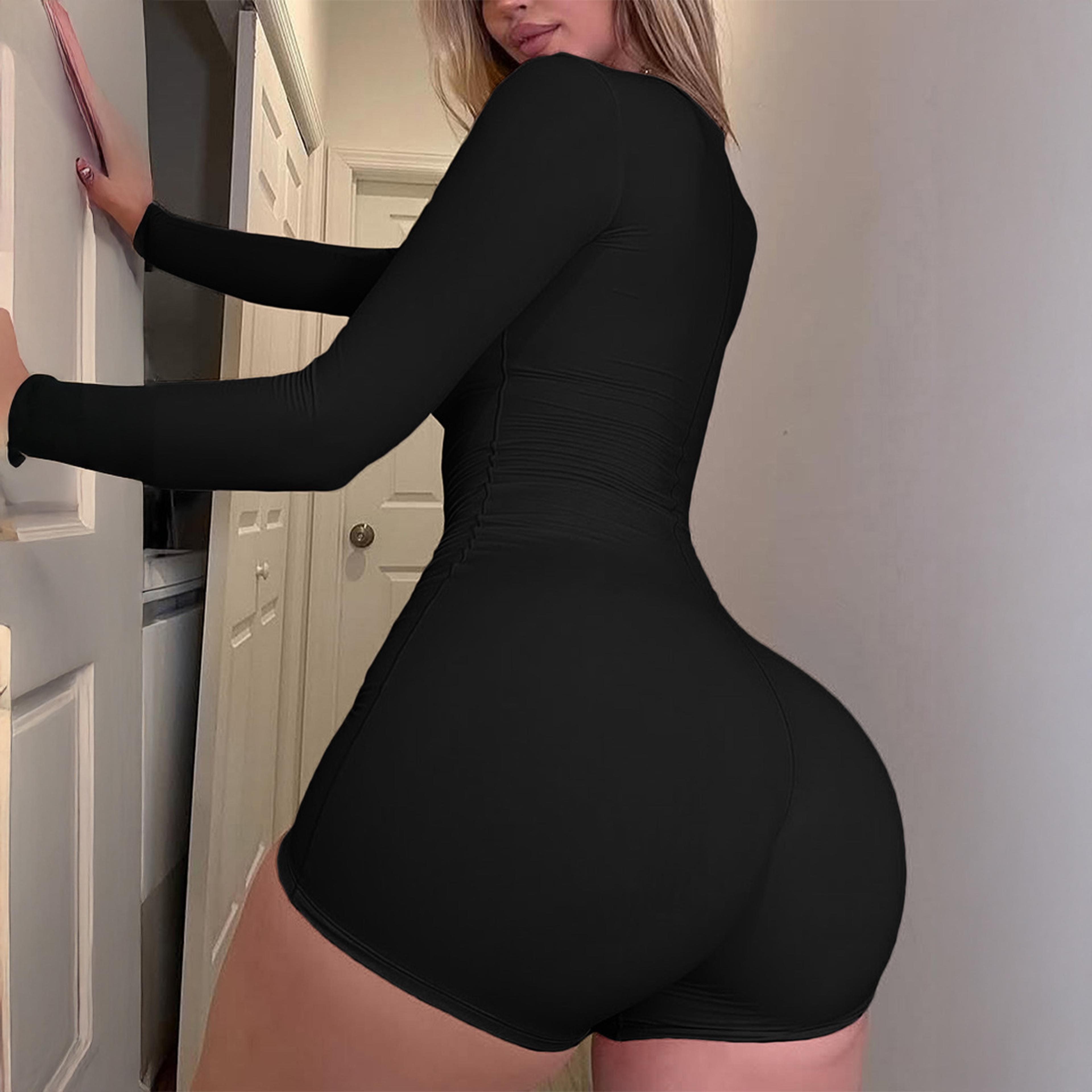Womens Slim Fit Long Sleeve Romper With Lace Detail And Stretch Fabric 11