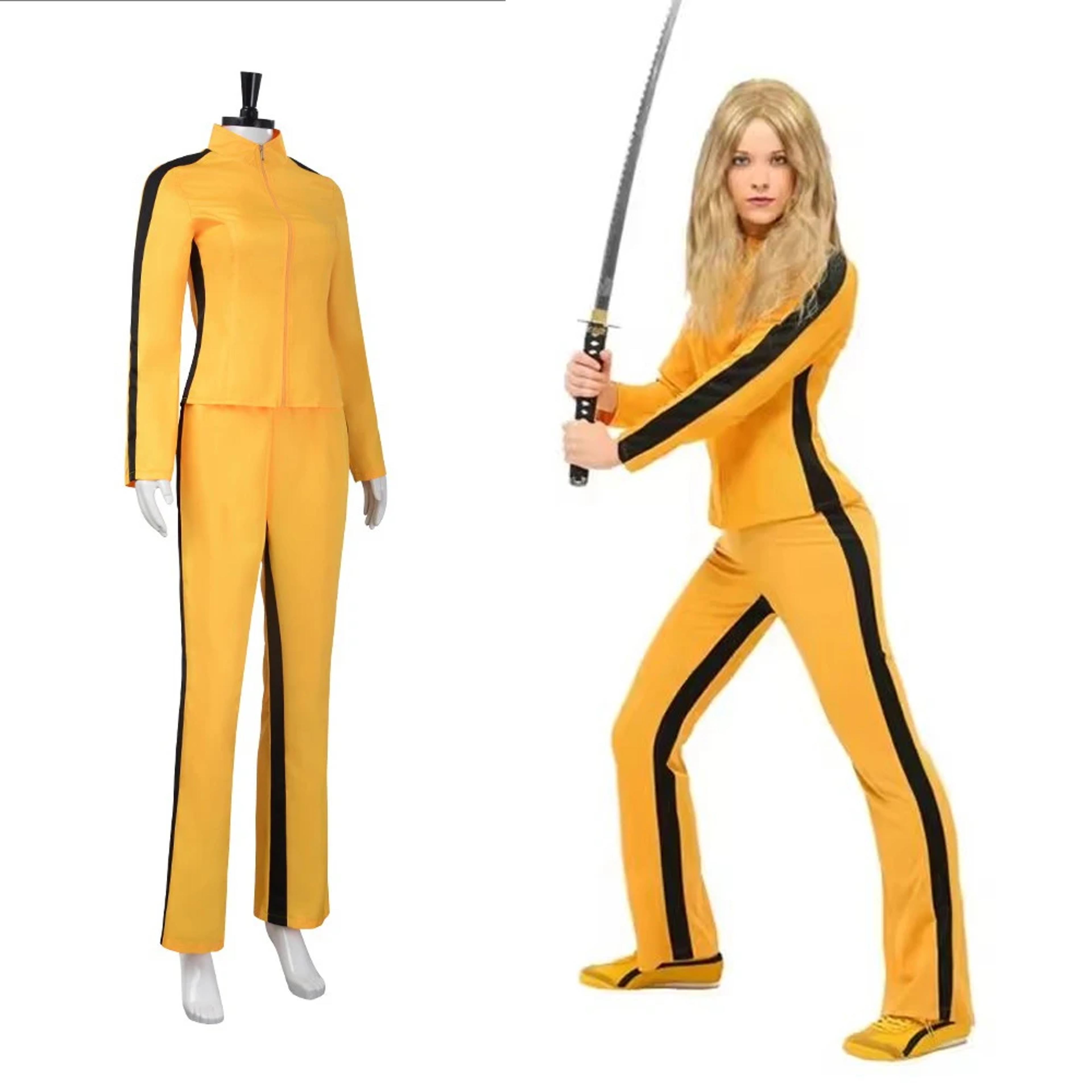 kill bill bride cosplay costume yellow kung fu outfit with top and pants
