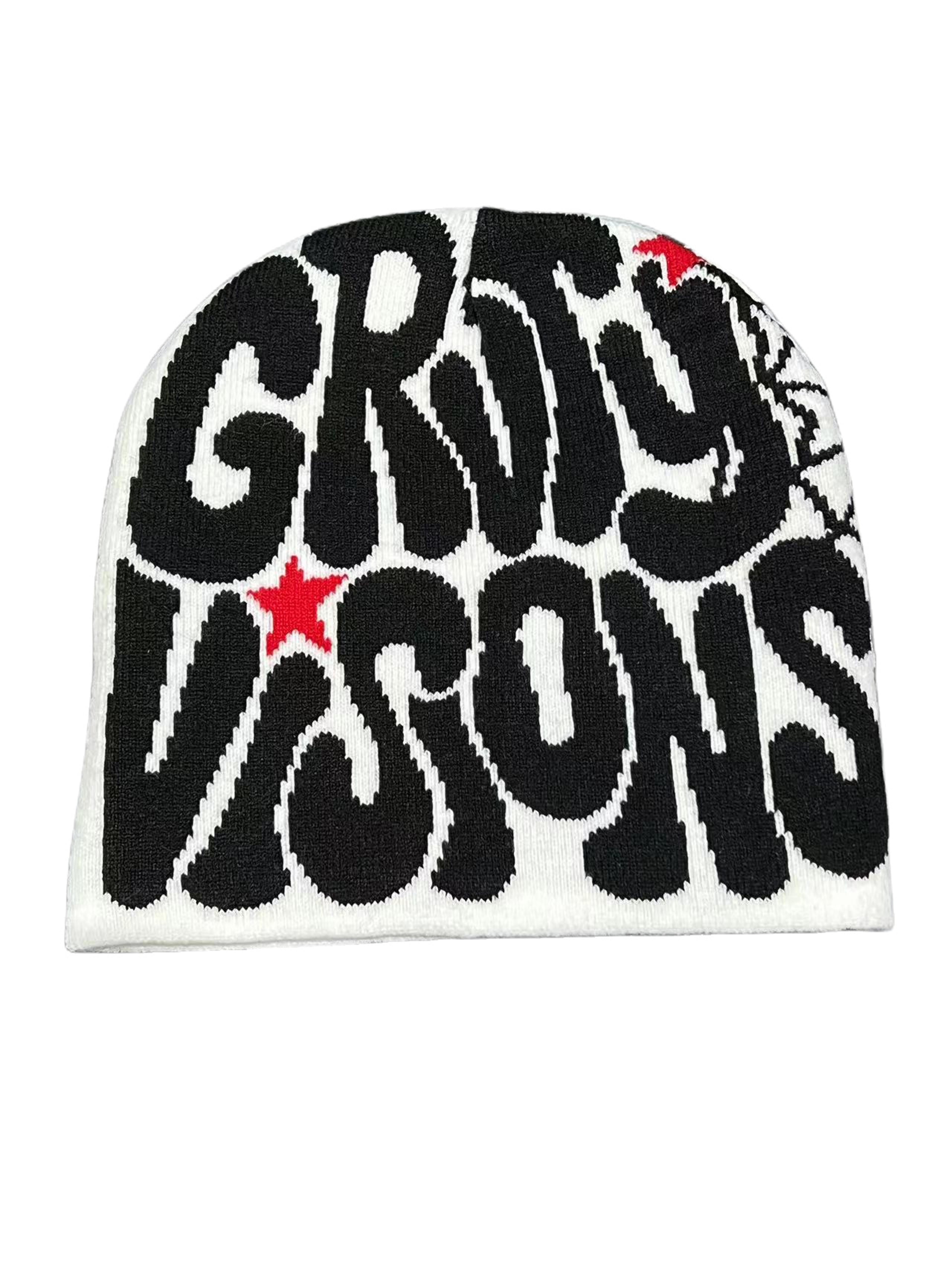 unisex y2k knit beanie hat with graphic print for winter