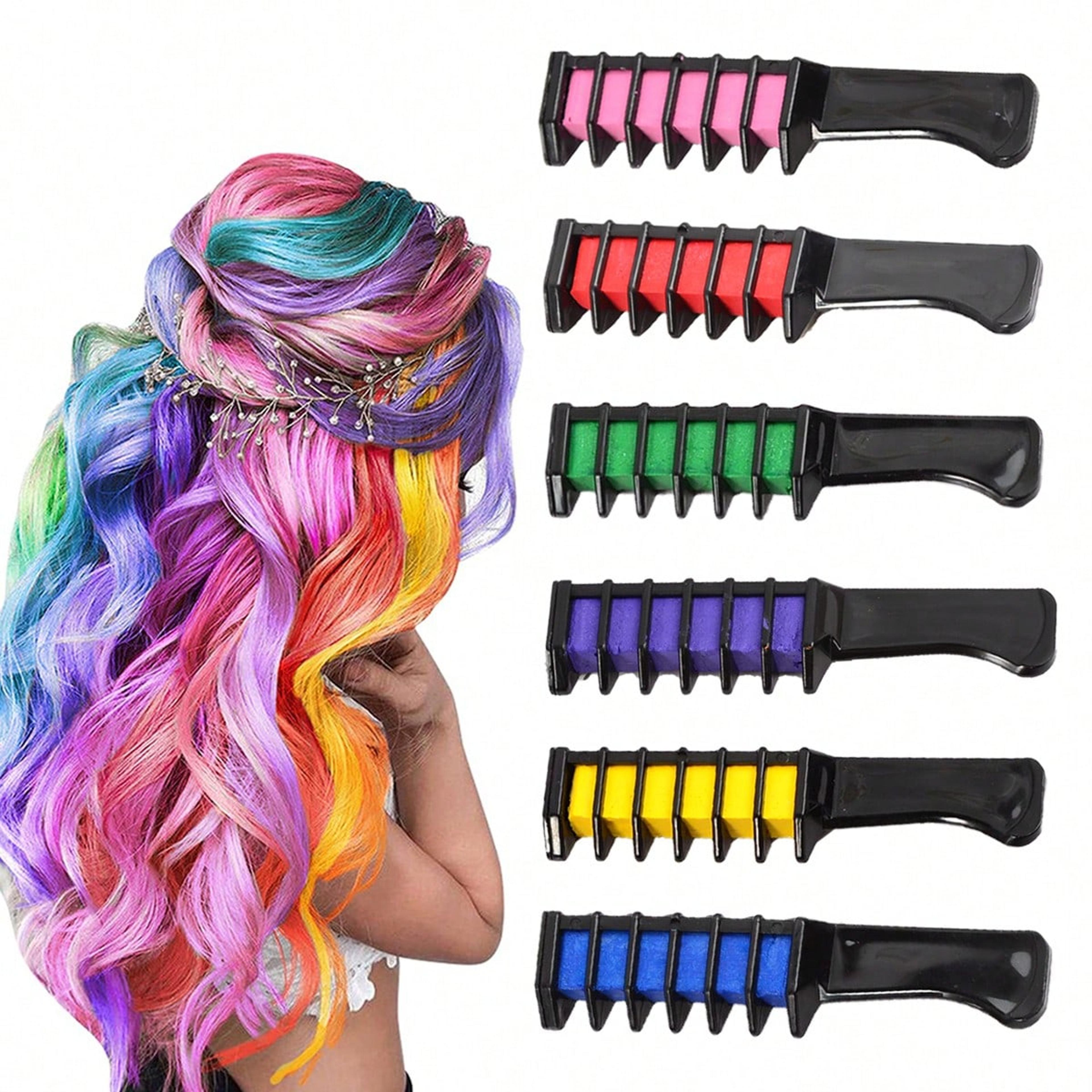 6Piece Temporary Hair Color Chalk Comb Set For Kids And DIY Styling 8