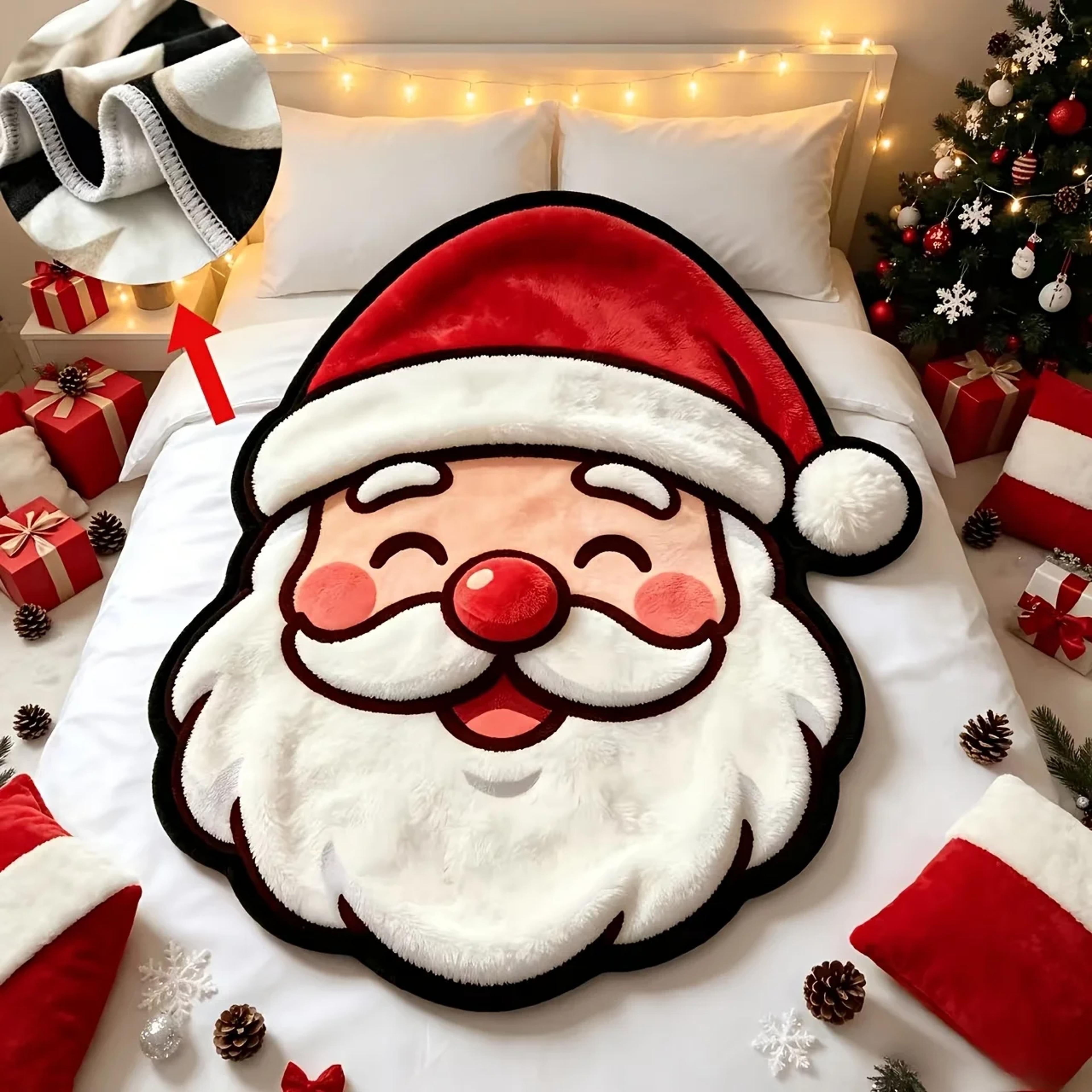 Christmas Holiday Throw Blanket With Soft Coral Fleece And Festive Santa Snowman Print 9