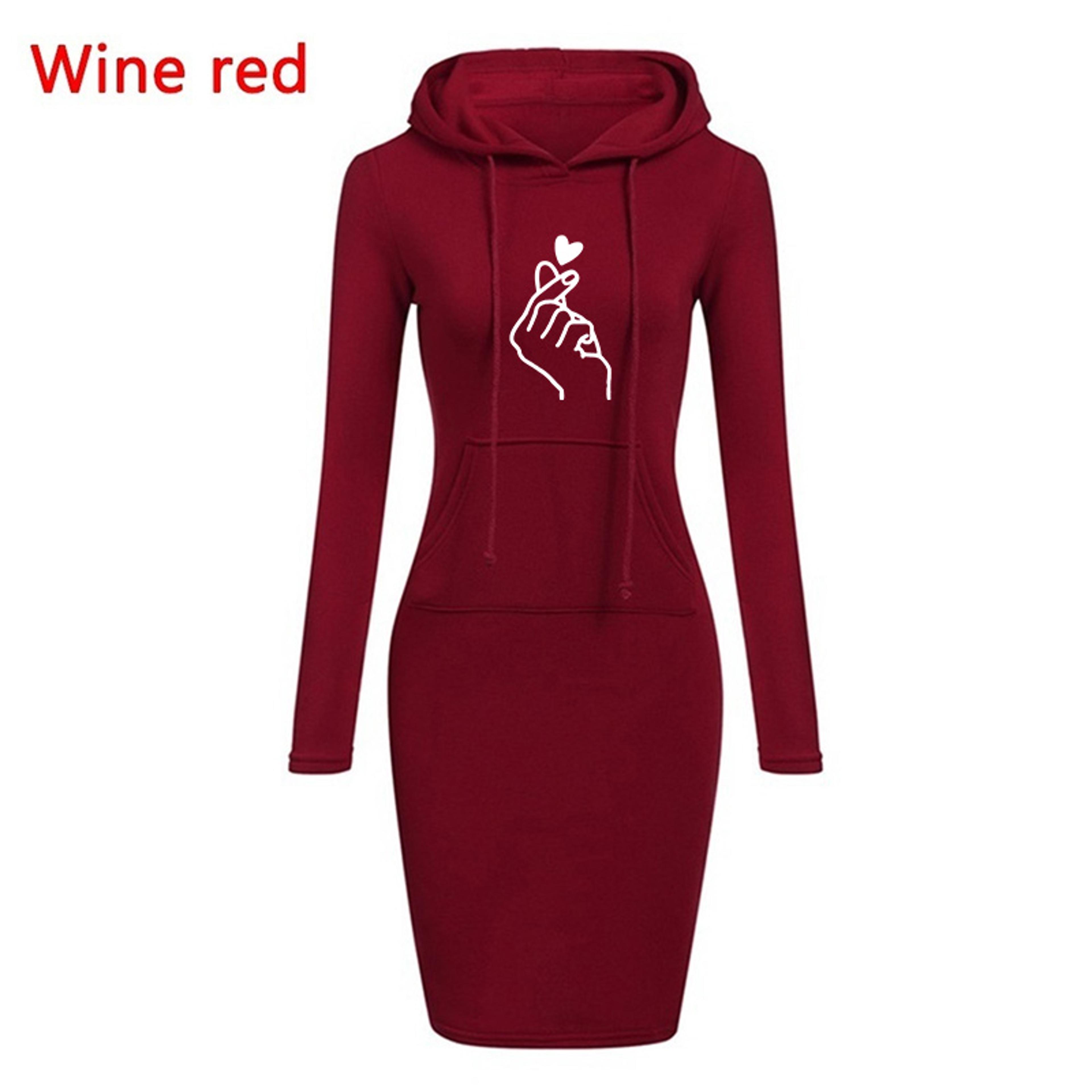 Womens Hooded Sweatshirt Dress With Pockets  Slim Fit KneeLength Casual Dress 1