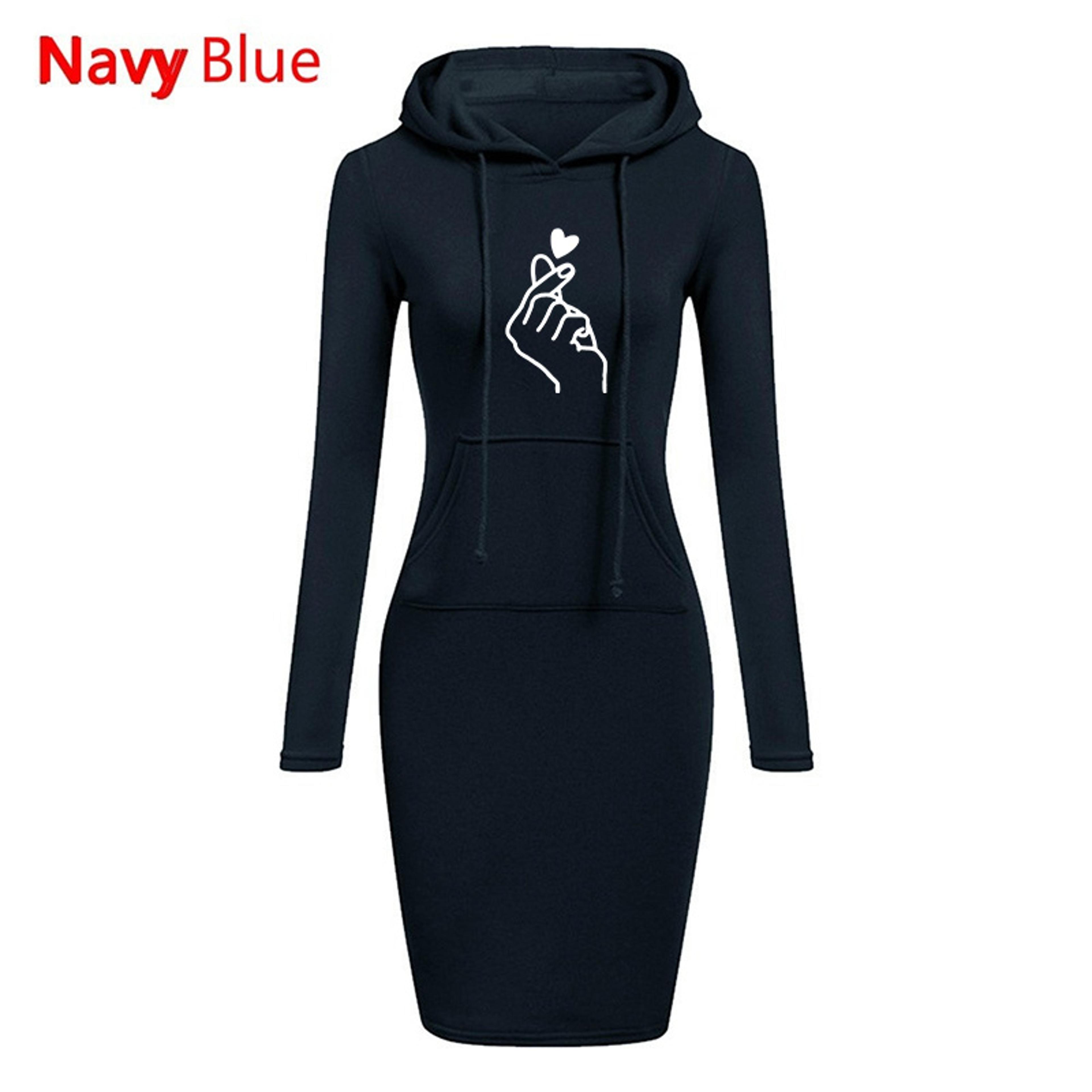 Womens Hooded Sweatshirt Dress With Pockets  Slim Fit KneeLength Casual Dress 4