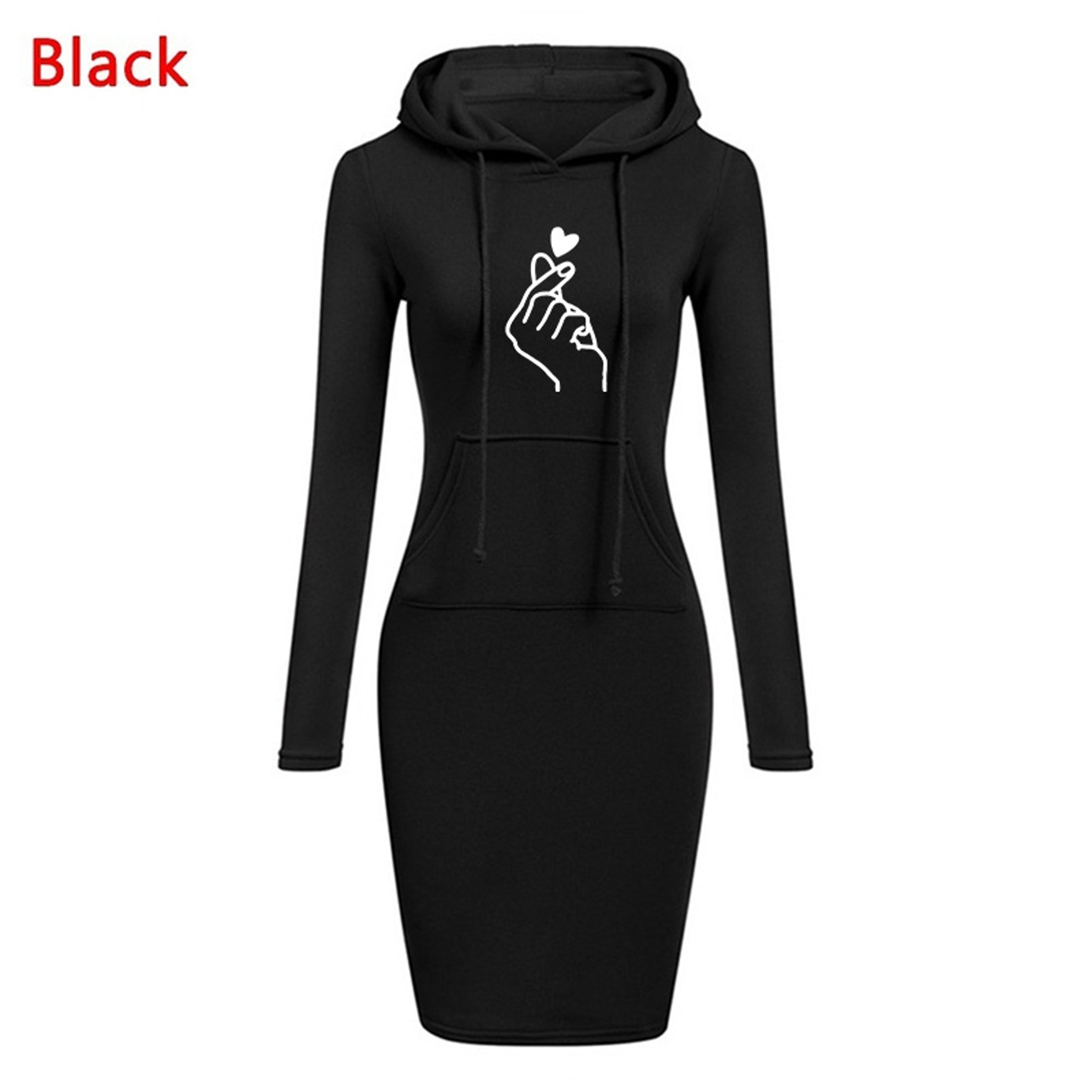 Womens Hooded Sweatshirt Dress With Pockets  Slim Fit KneeLength Casual Dress 10