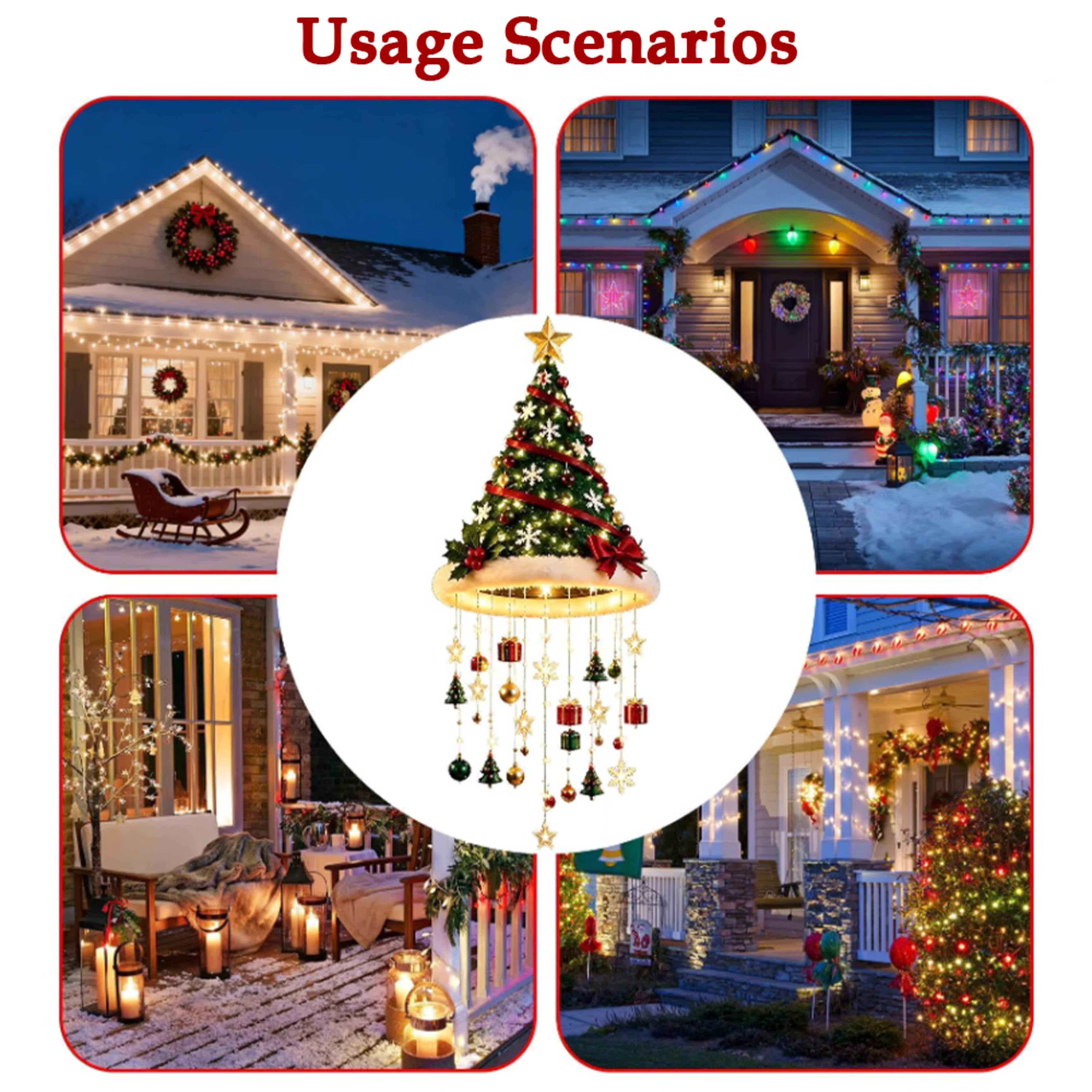 LED Christmas Santa Hat Hanging Ornament With Warm White Lights 4