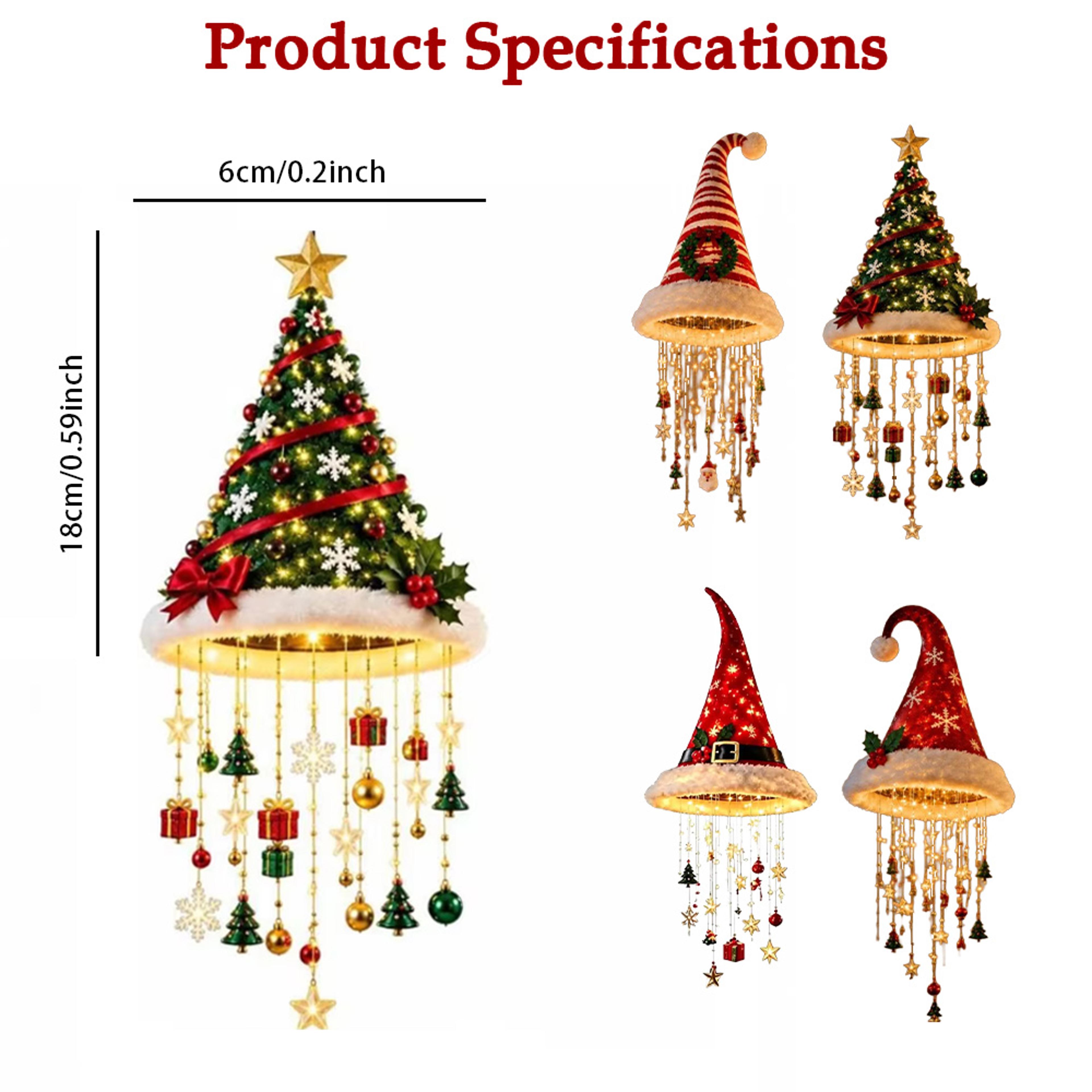LED Christmas Santa Hat Hanging Ornament With Warm White Lights 6