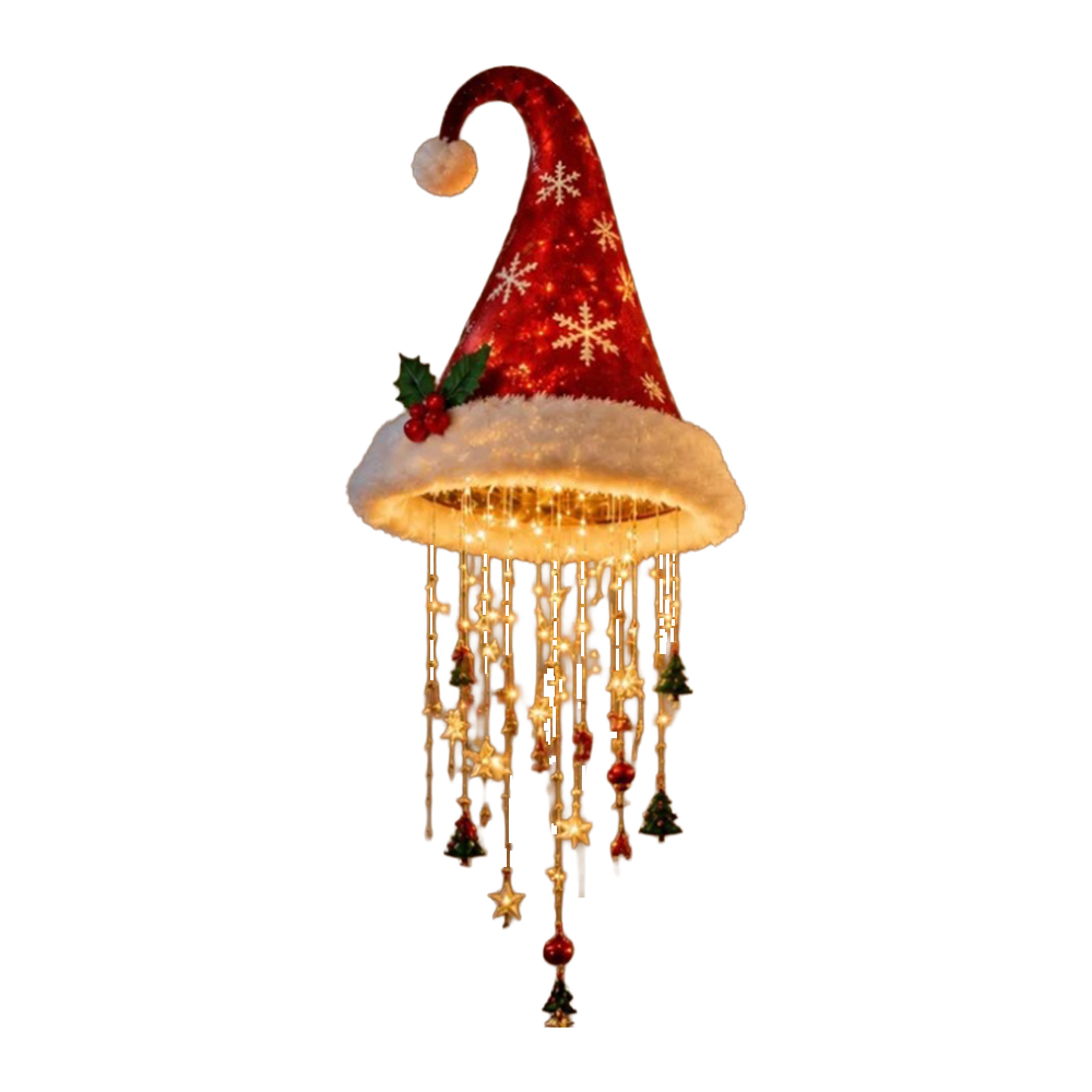 LED Christmas Santa Hat Hanging Ornament With Warm White Lights 9