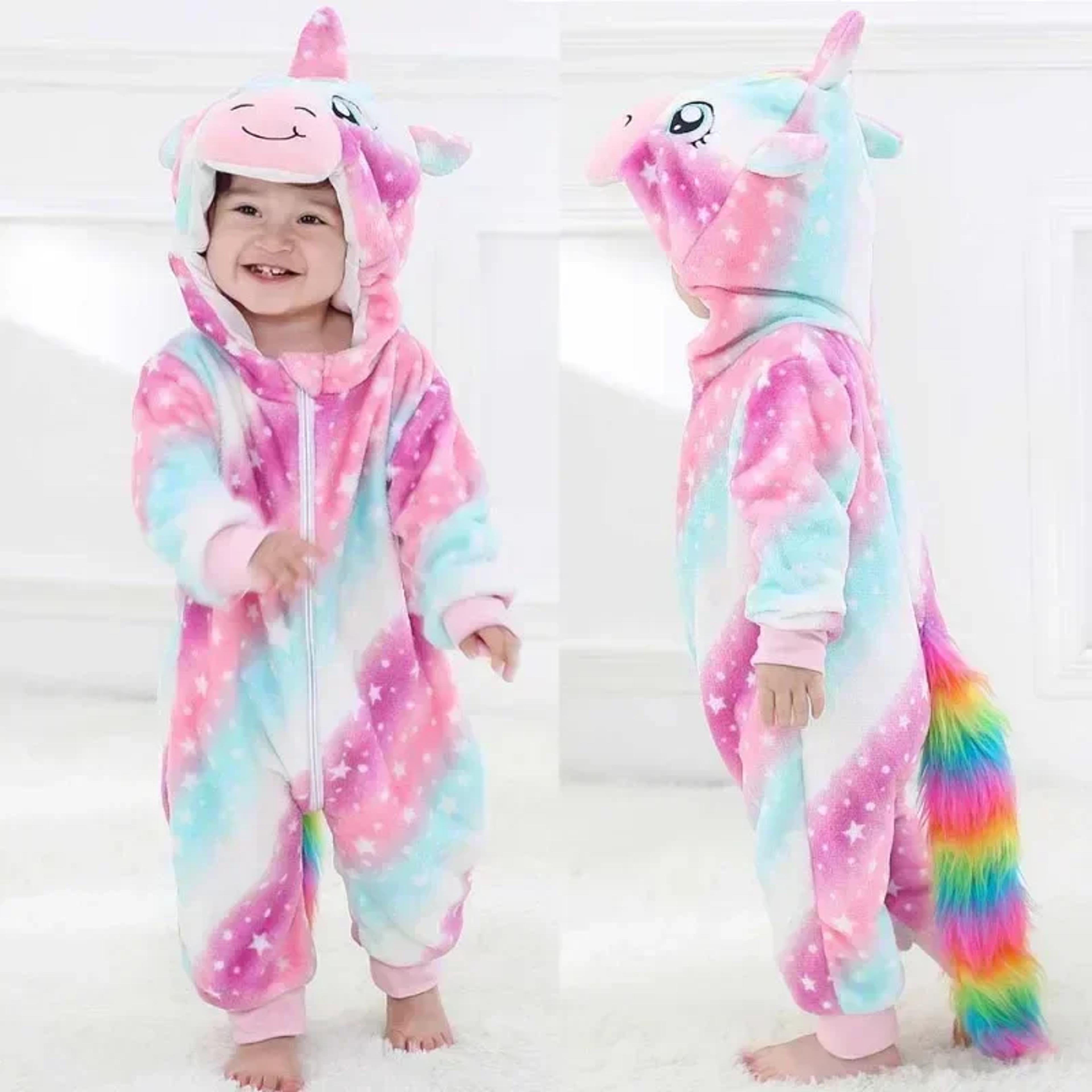 Baby Animal Costume Romper With Hooded Flannel Design And Zipper Closure 3