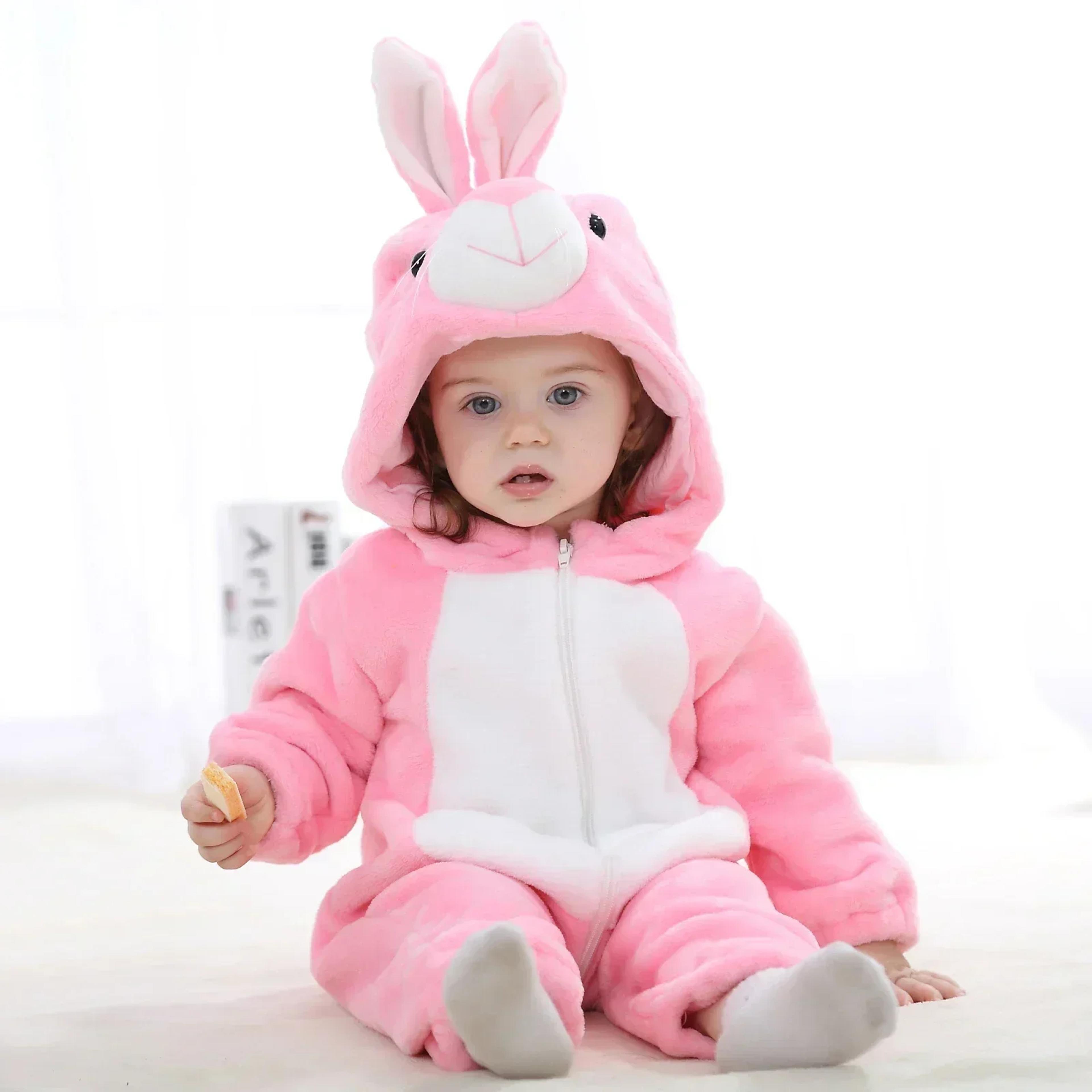 Baby Animal Costume Romper With Hooded Flannel Design And Zipper Closure 17