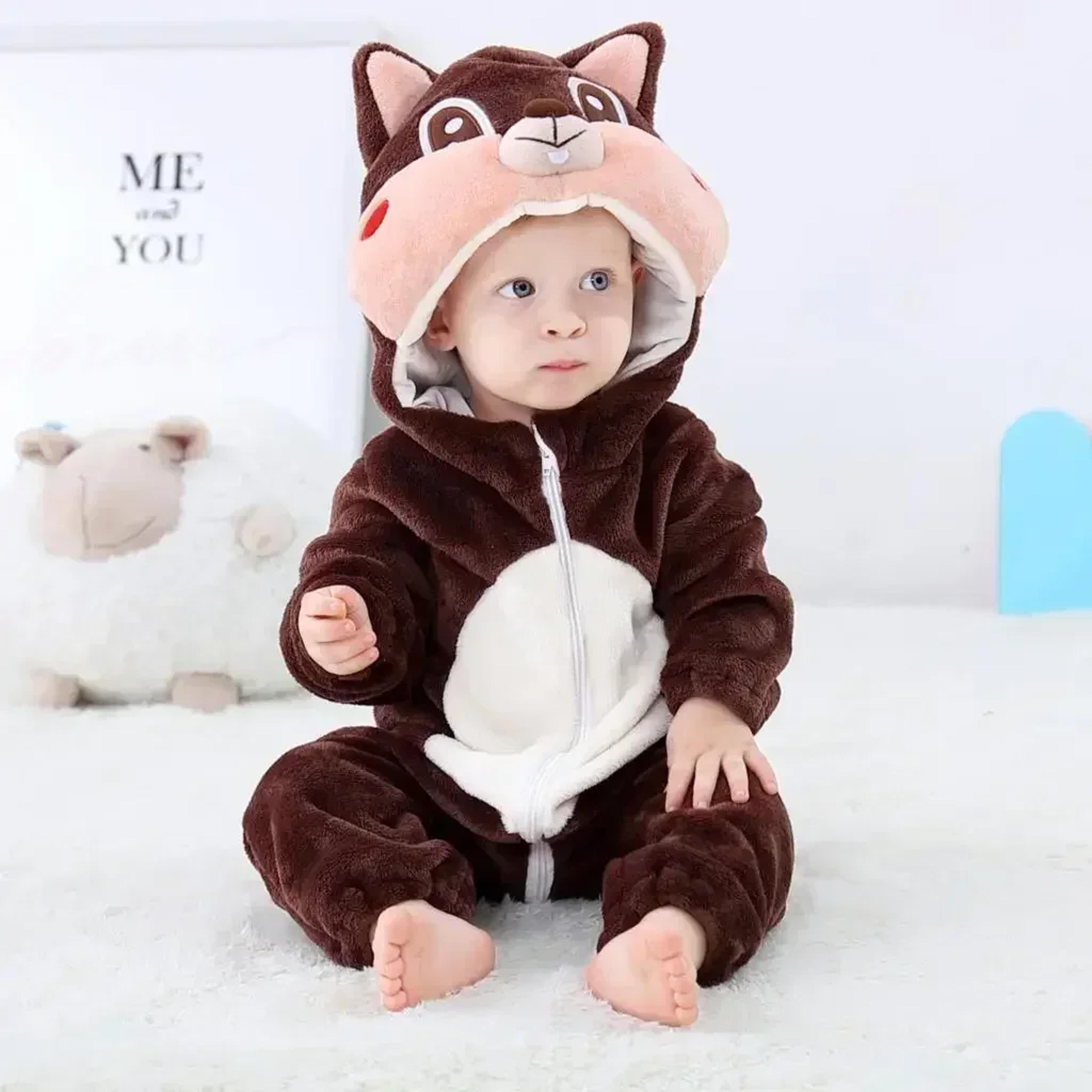 Baby Animal Costume Romper With Hooded Flannel Design And Zipper Closure 40