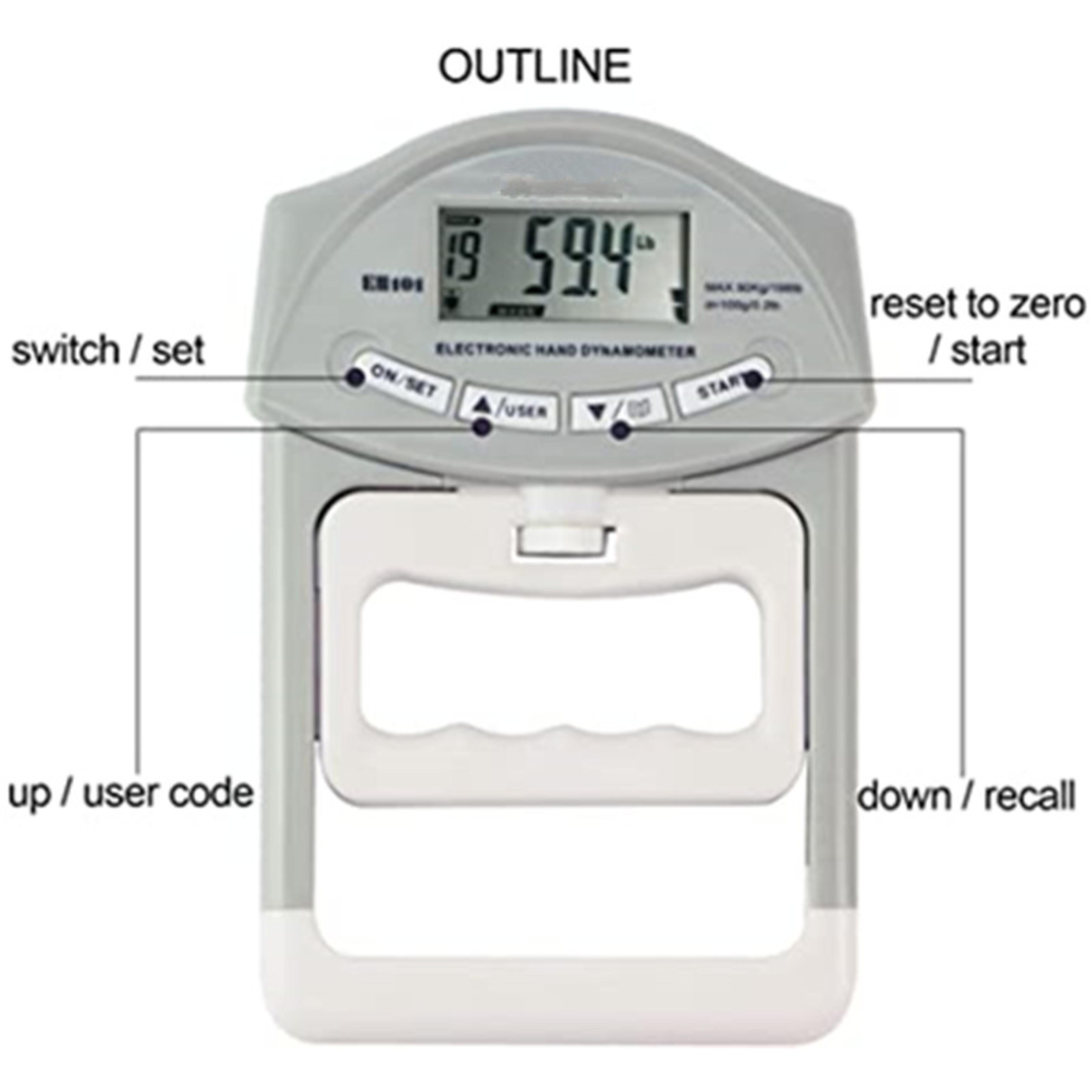 Digital Hand Dynamometer Grip Strength Meter With LCD Display 198 Lb Capacity 4
