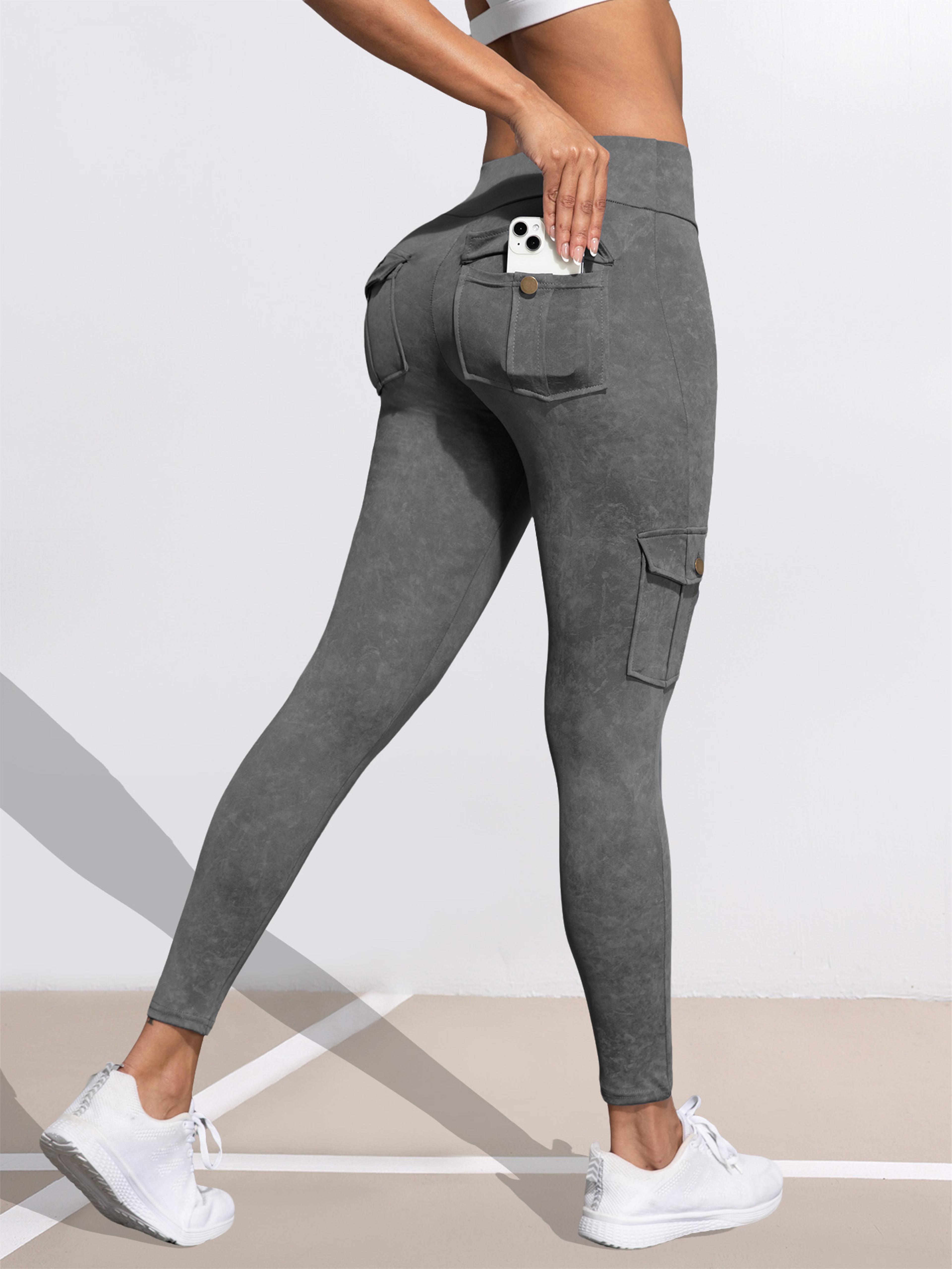 Womens HighStretch ButtLifting Leggings With Washed Print And Pockets 16