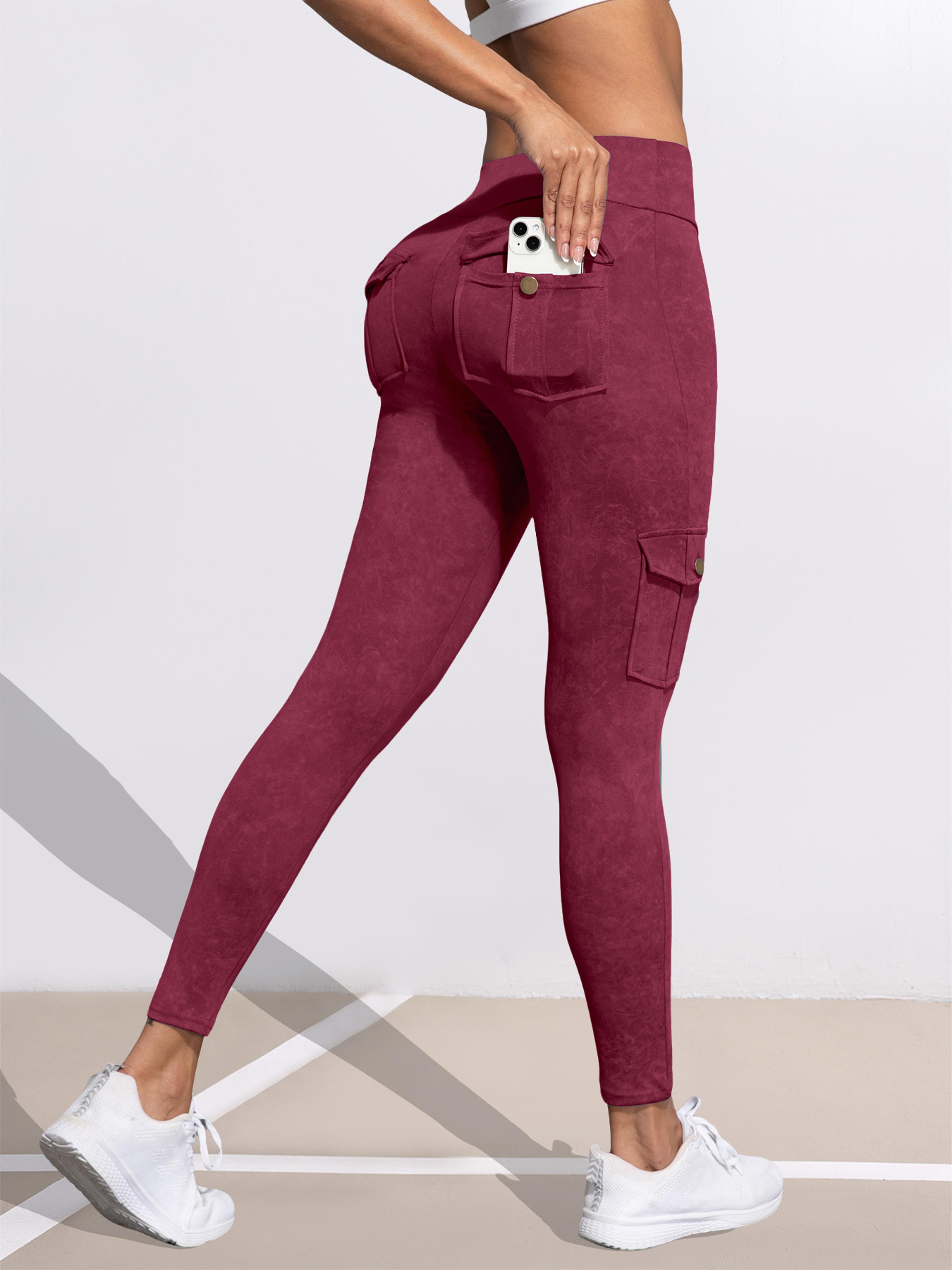 Womens HighStretch ButtLifting Leggings With Washed Print And Pockets 17