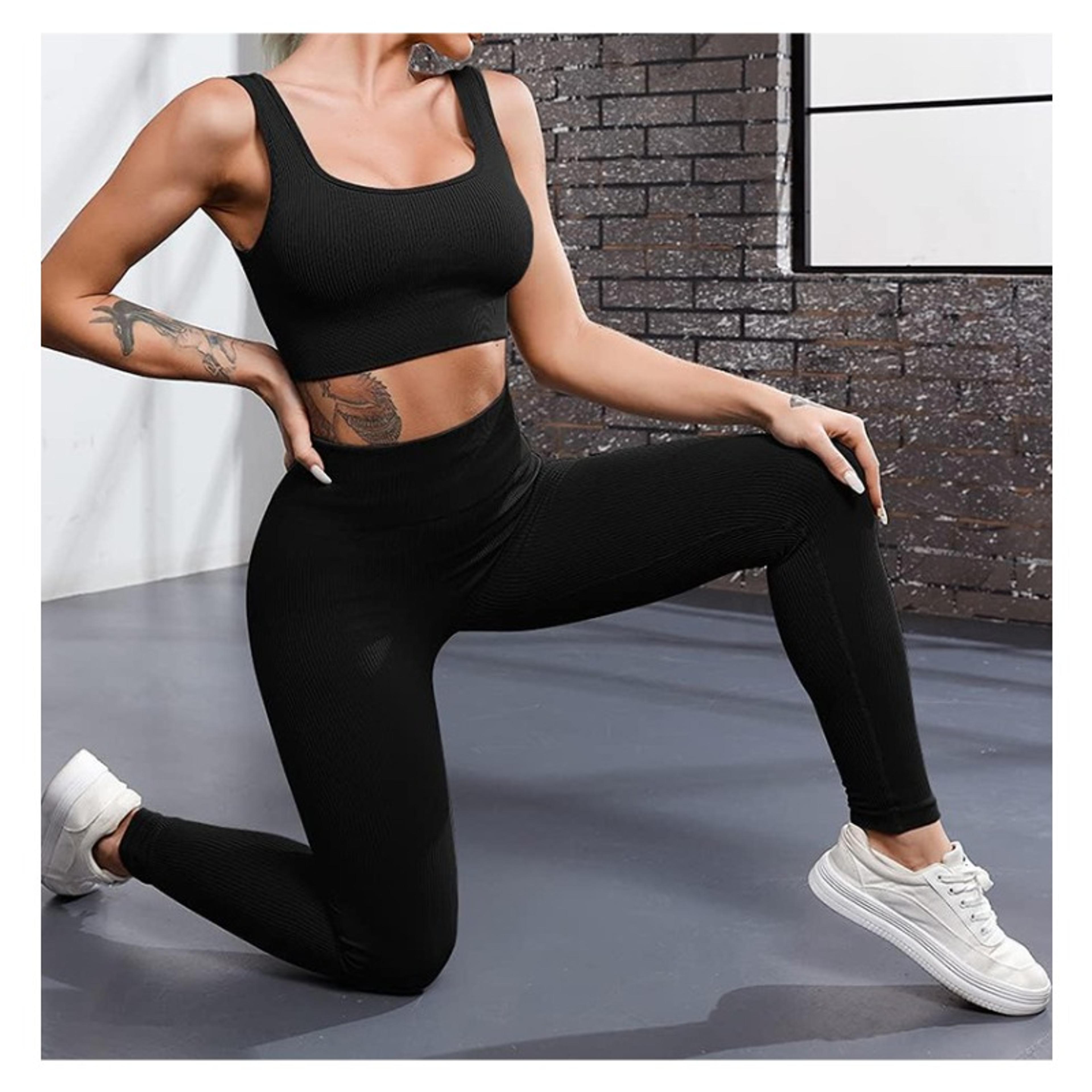 Womens High Waisted Seamless Knit Leggings With Booty Lifting Design 2