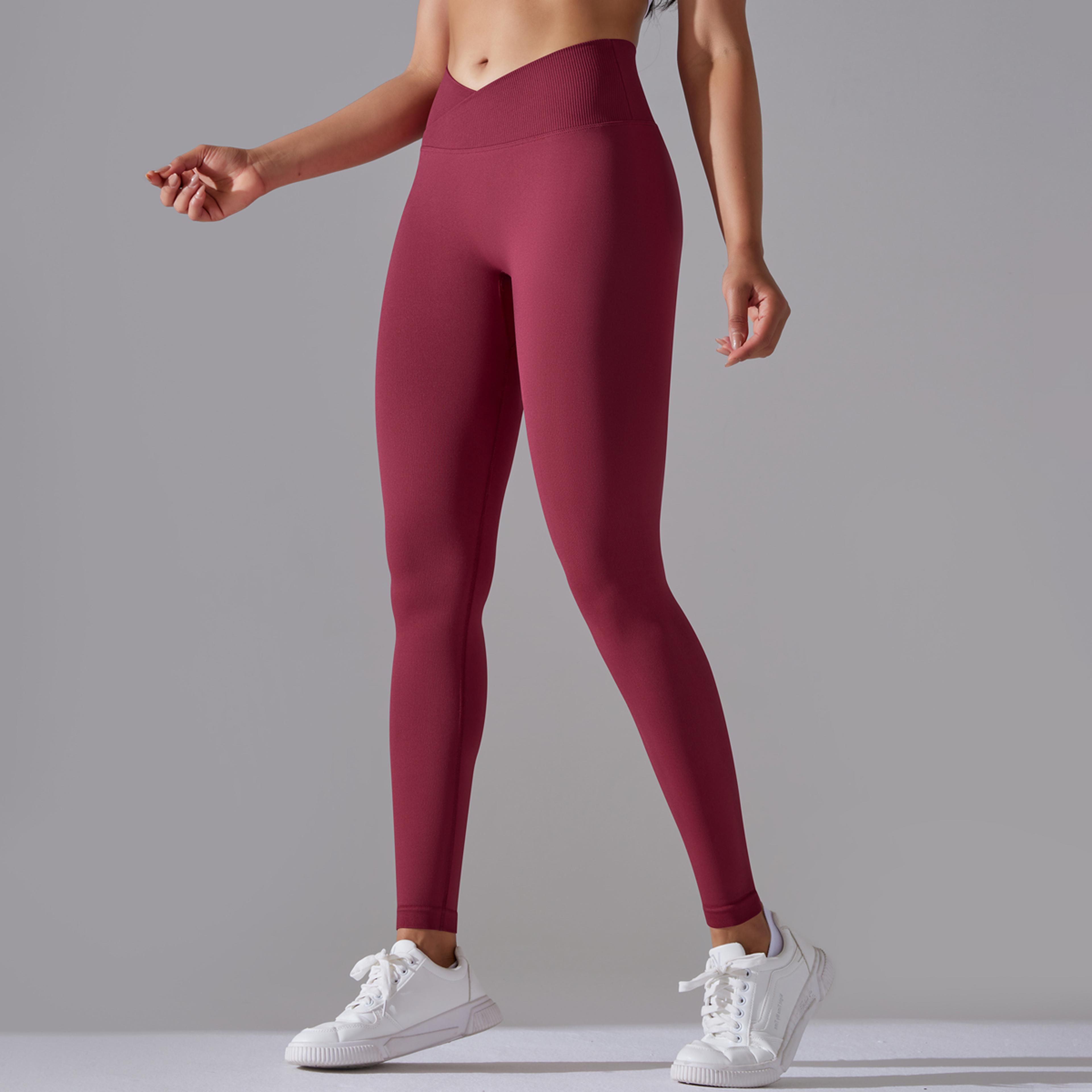 Womens Seamless High Waist Yoga Leggings With Crossover Waistband And ButtLifting Design 1