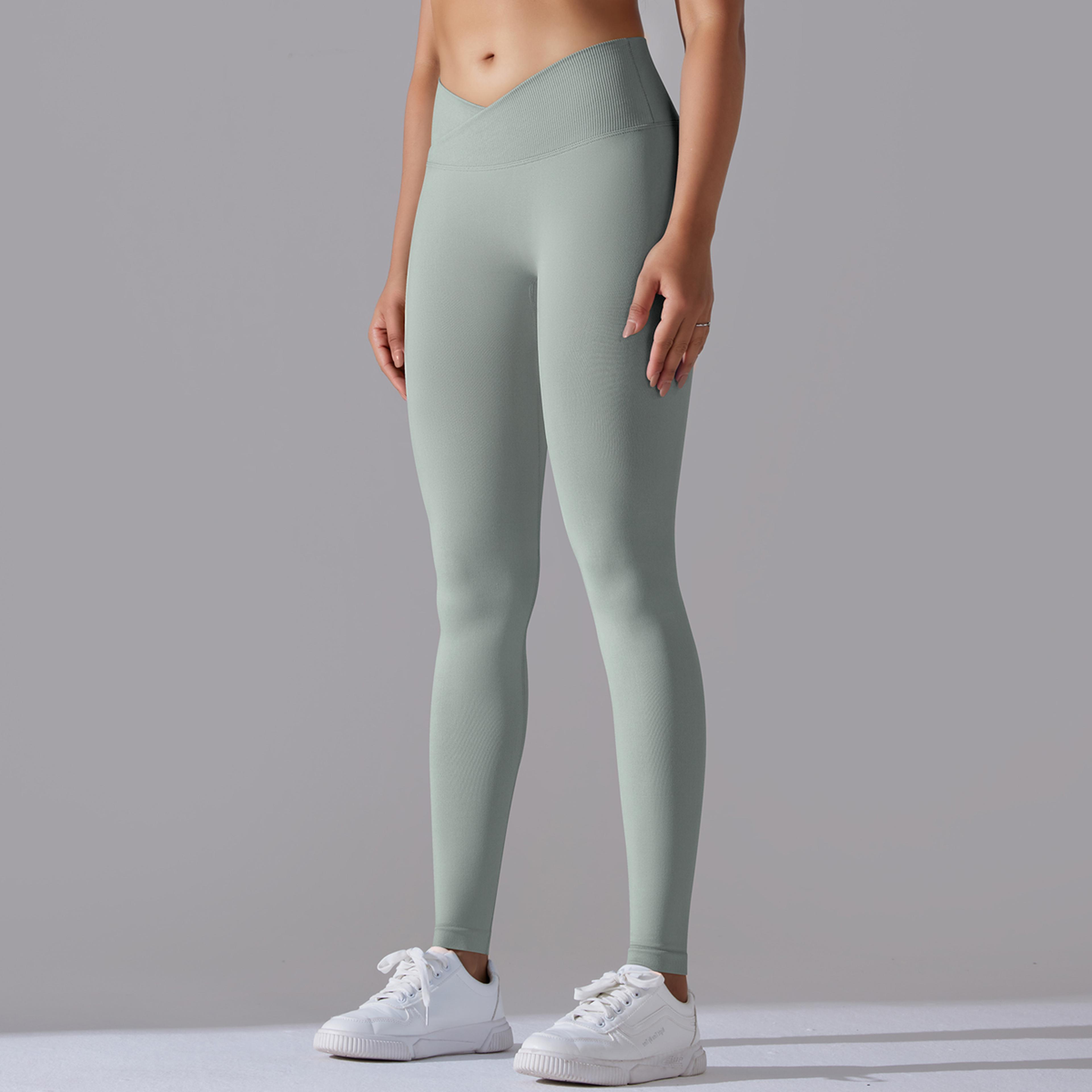 Womens Seamless High Waist Yoga Leggings With Crossover Waistband And ButtLifting Design 5