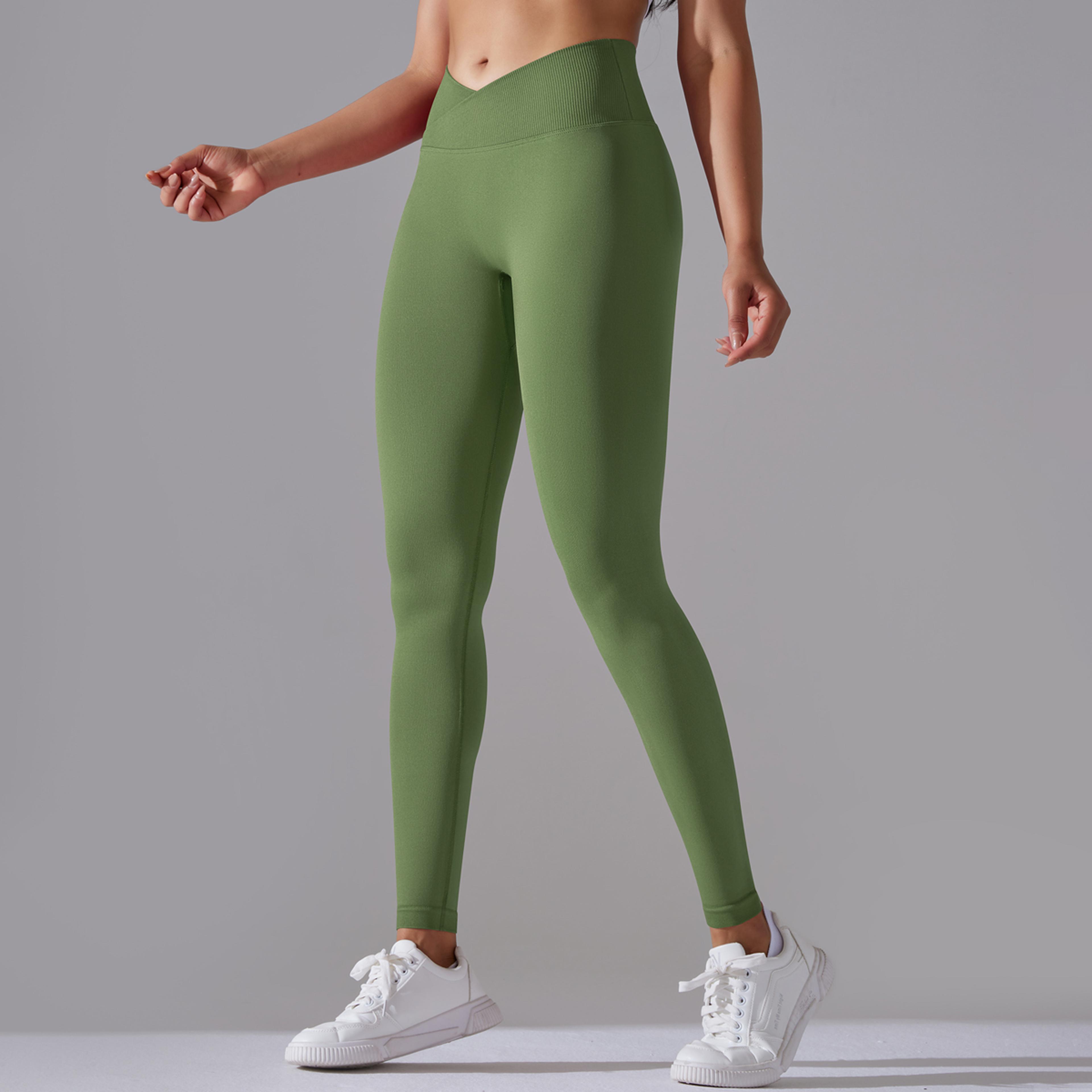 Womens Seamless High Waist Yoga Leggings With Crossover Waistband And ButtLifting Design 11