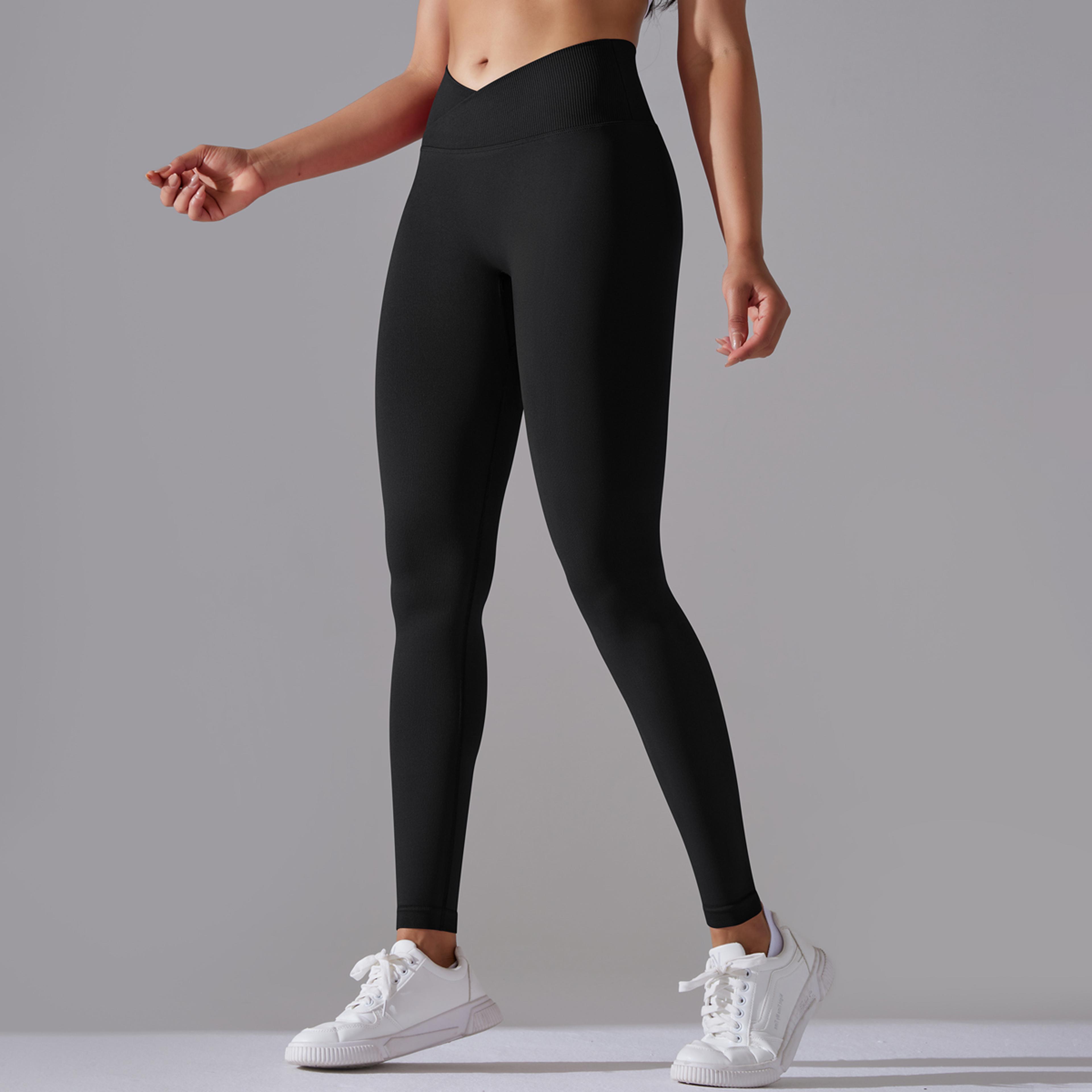 Womens Seamless High Waist Yoga Leggings With Crossover Waistband And ButtLifting Design 13