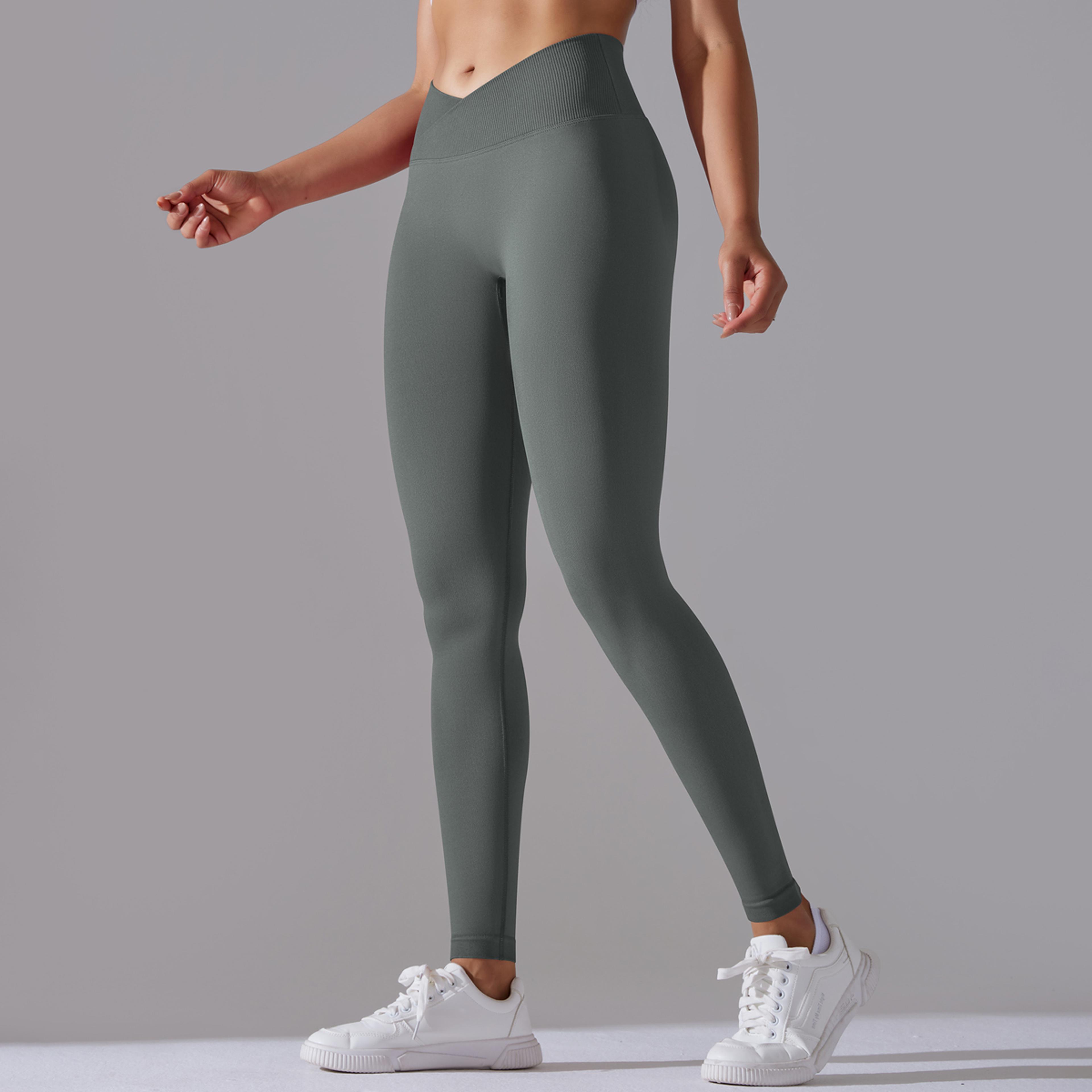 Womens Seamless High Waist Yoga Leggings With Crossover Waistband And ButtLifting Design 18