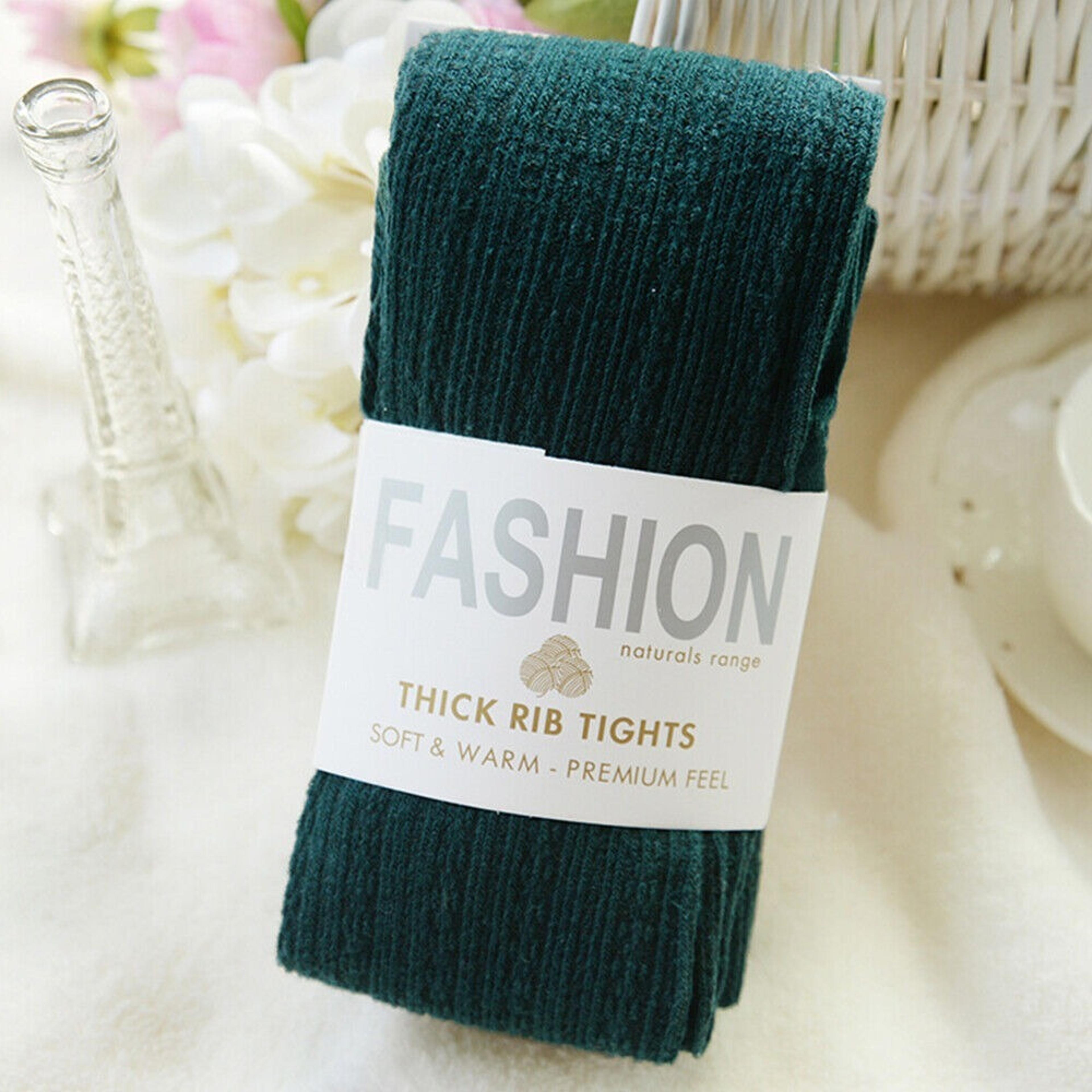 women's thermal cotton footed tights high stretch knitted winter pantyhose