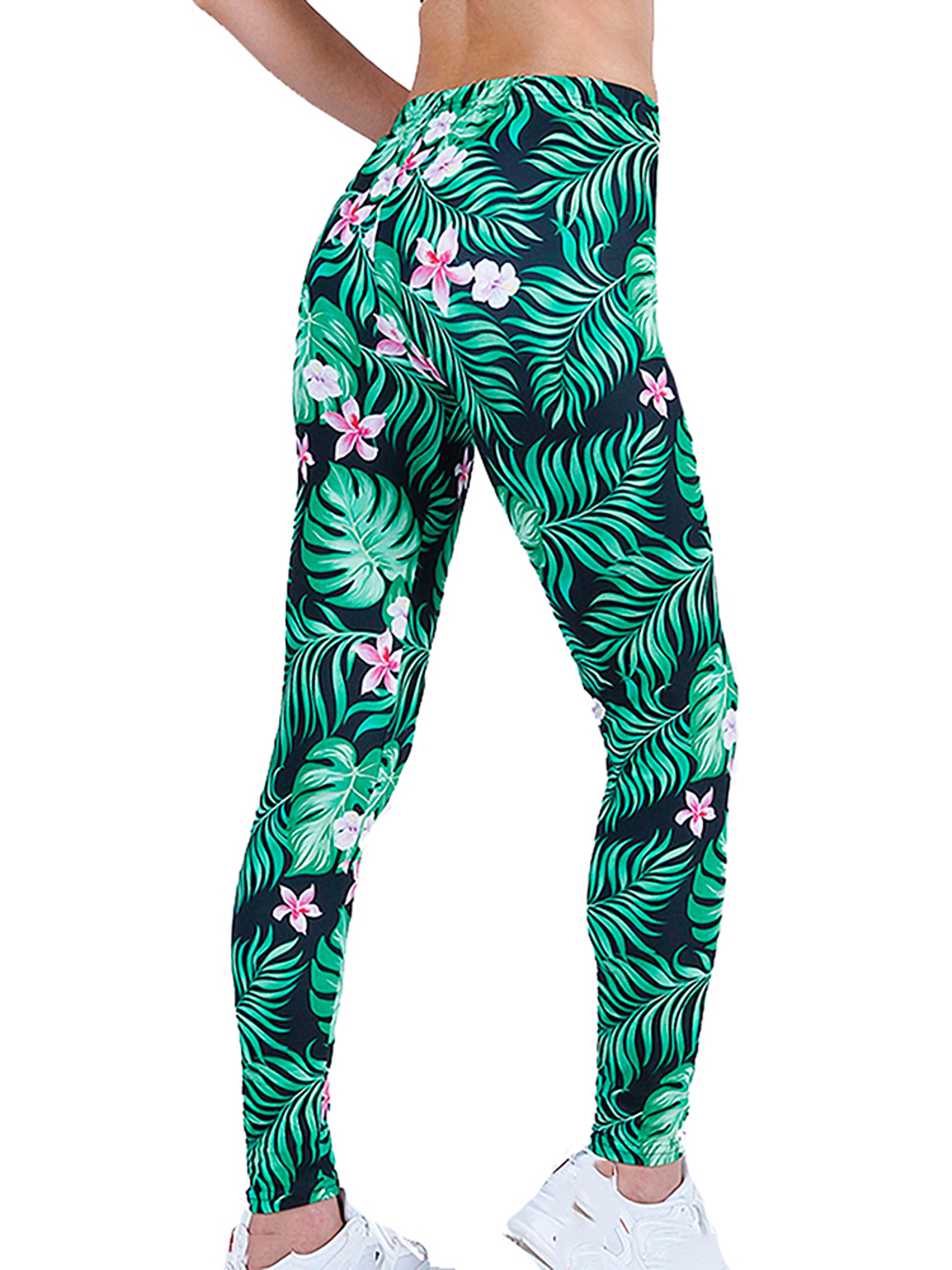 Womens Floral Print Leggings With MidRise Waist And Stretch Fabric 1