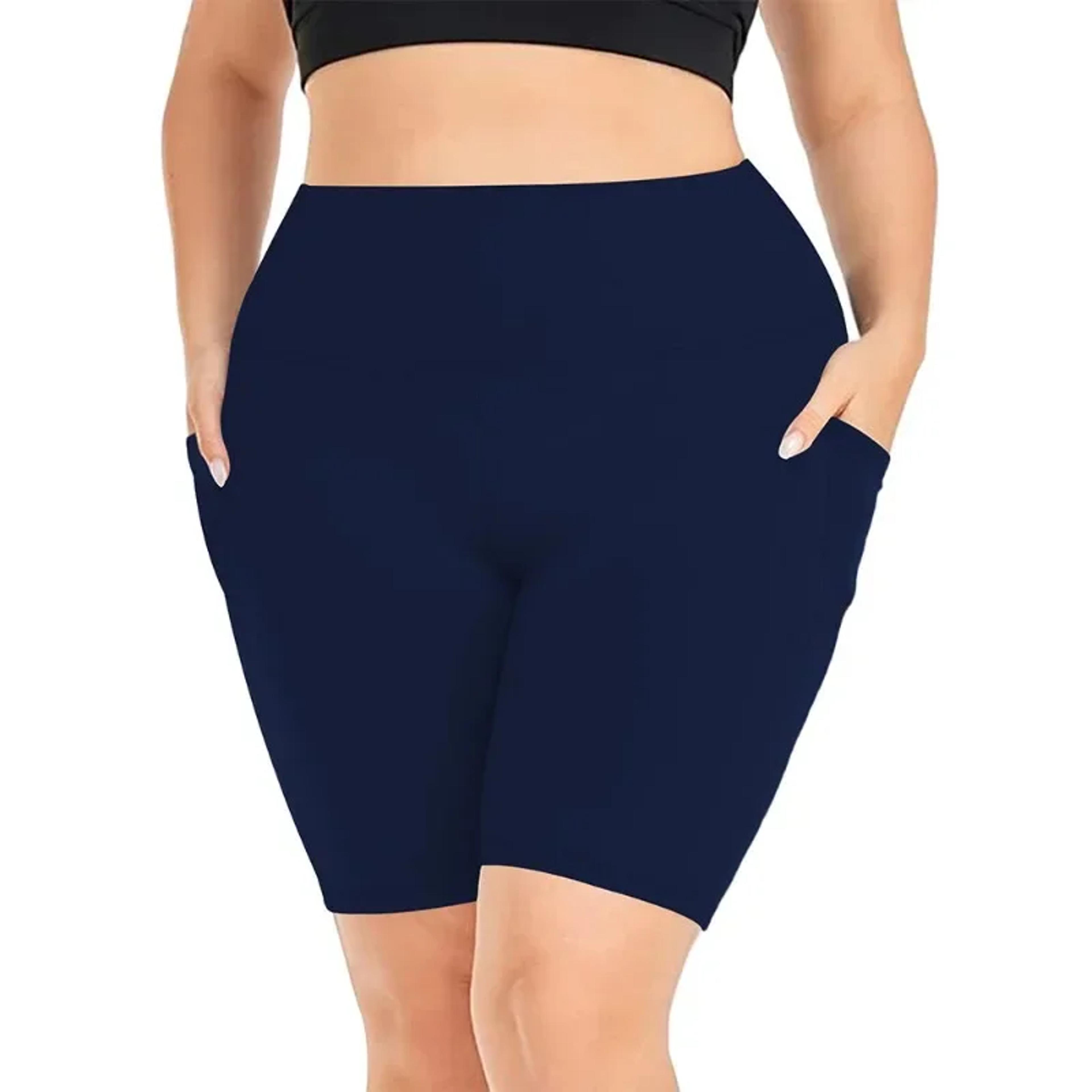 Womens HighWaisted Yoga Shorts With Pockets Plus Size Stretch Workout Leggings 5