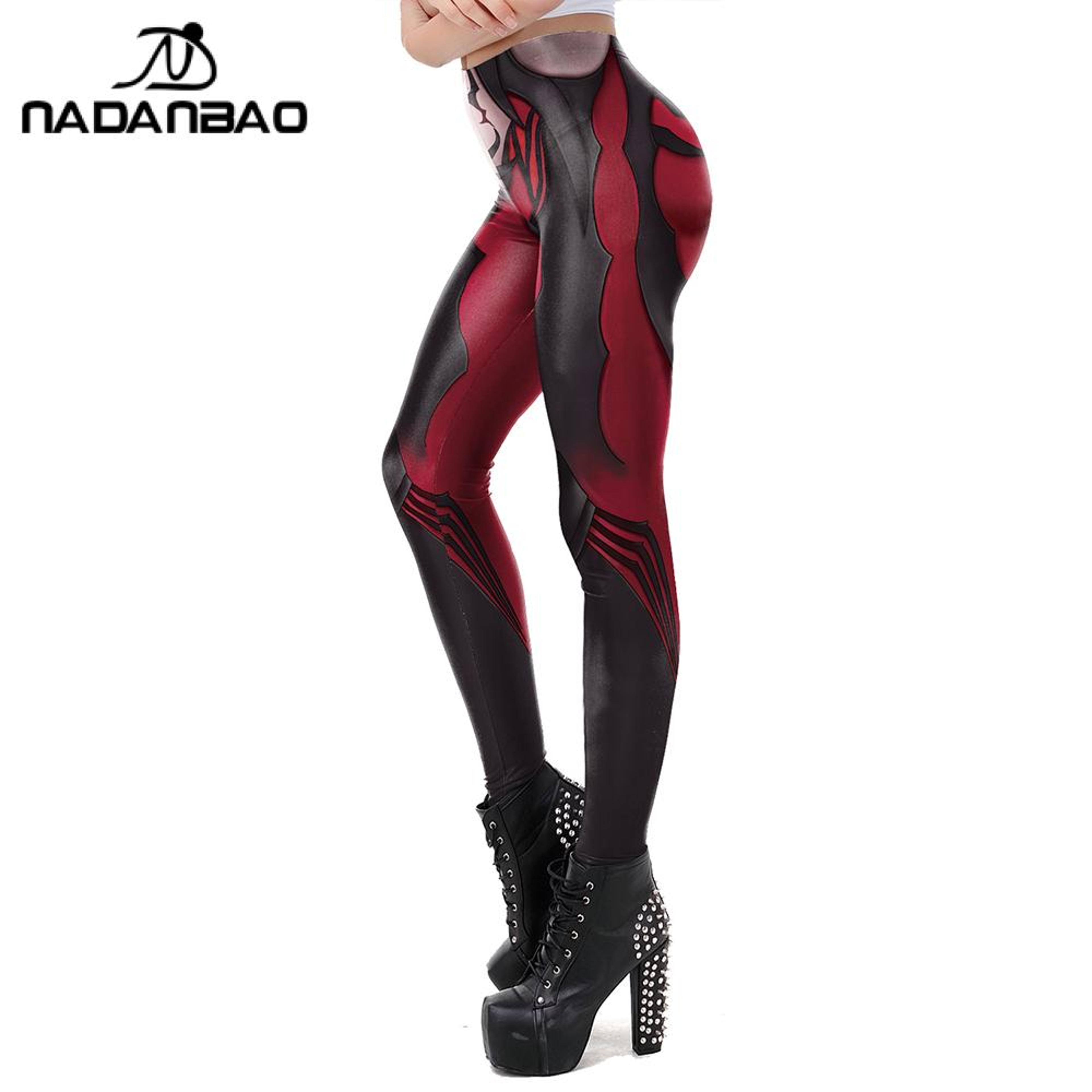 Womens Gothic Anime Print Leggings Stretchy Mid Waist Yoga Pants 2