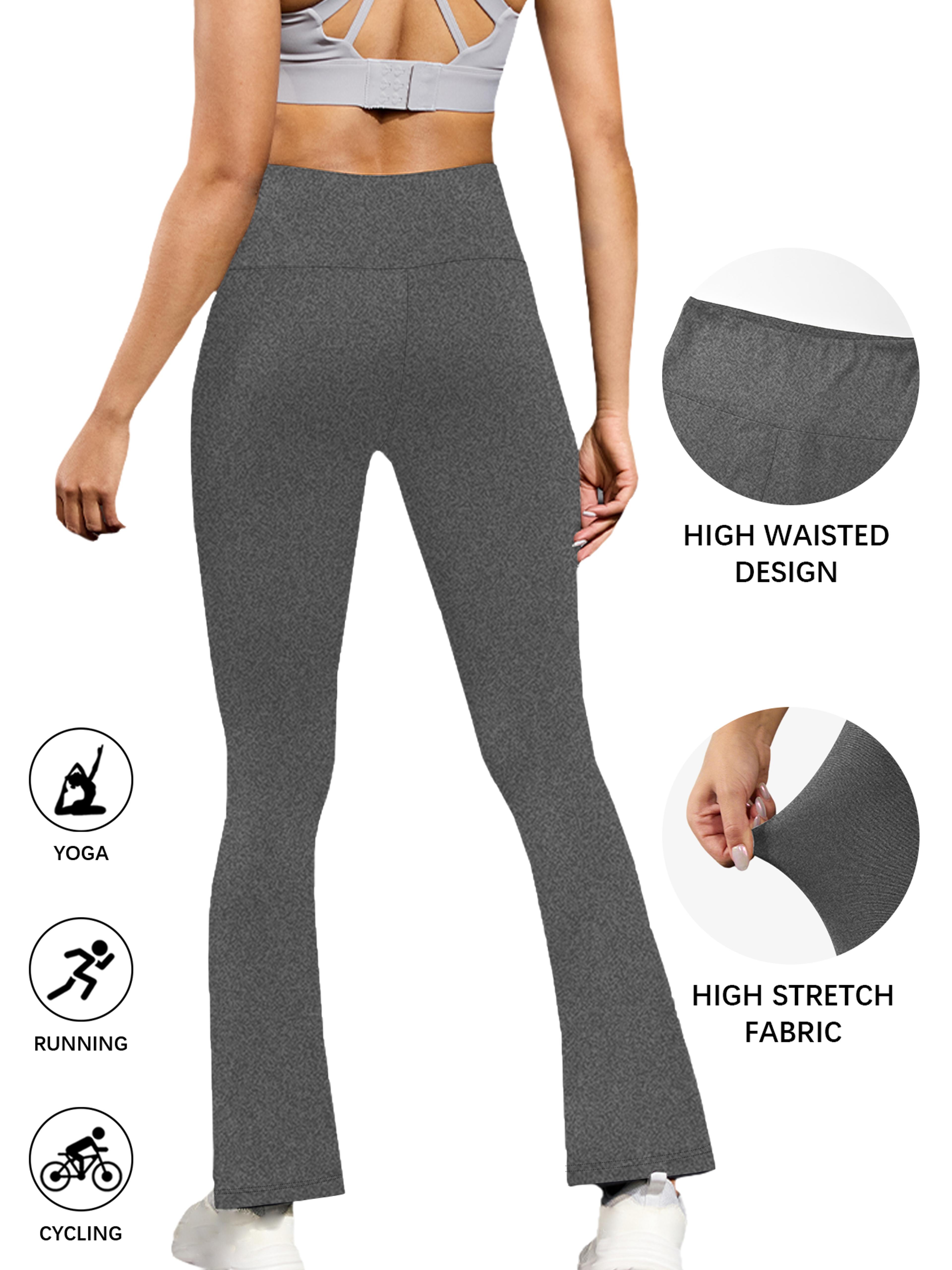 Plus Size Womens High Waisted Flare Leggings With Tummy Control 2