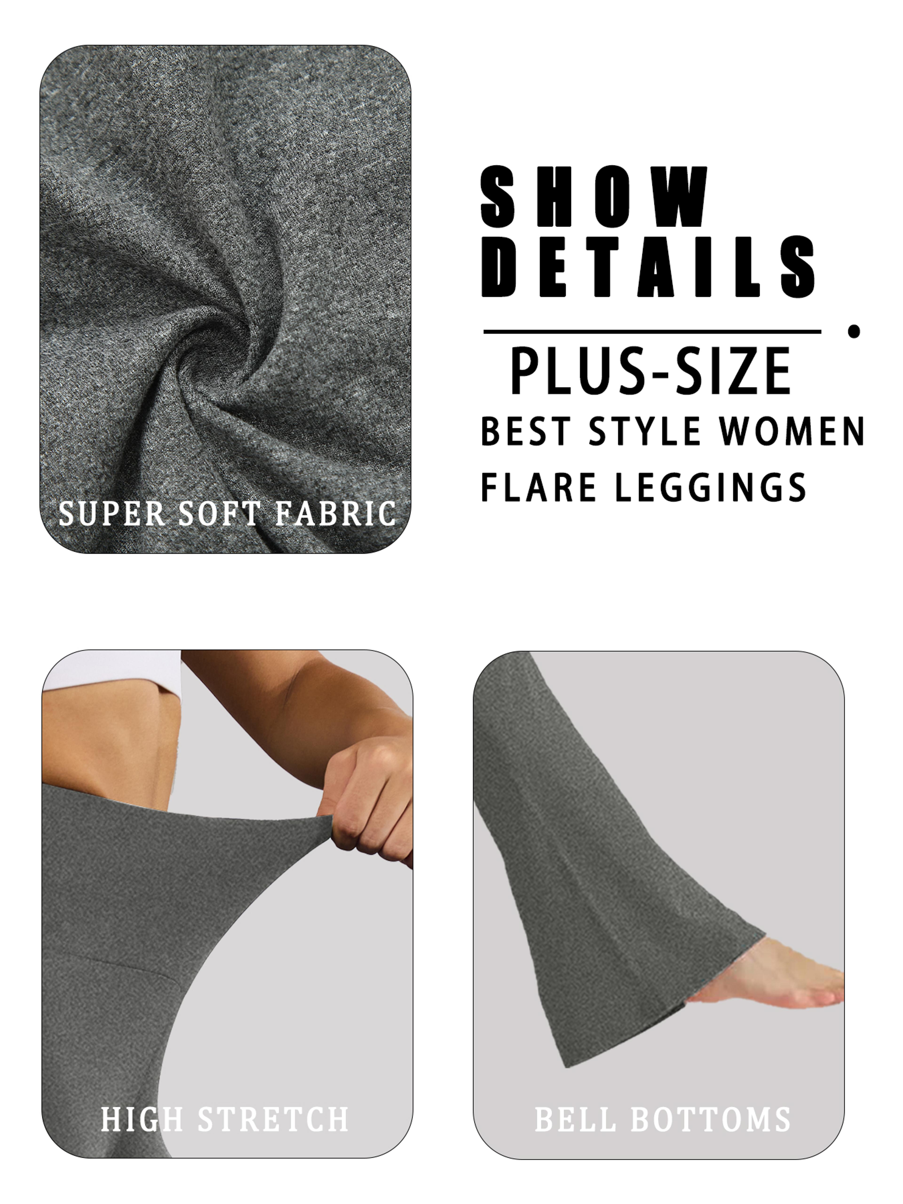 Plus Size Womens High Waisted Flare Leggings With Tummy Control 4