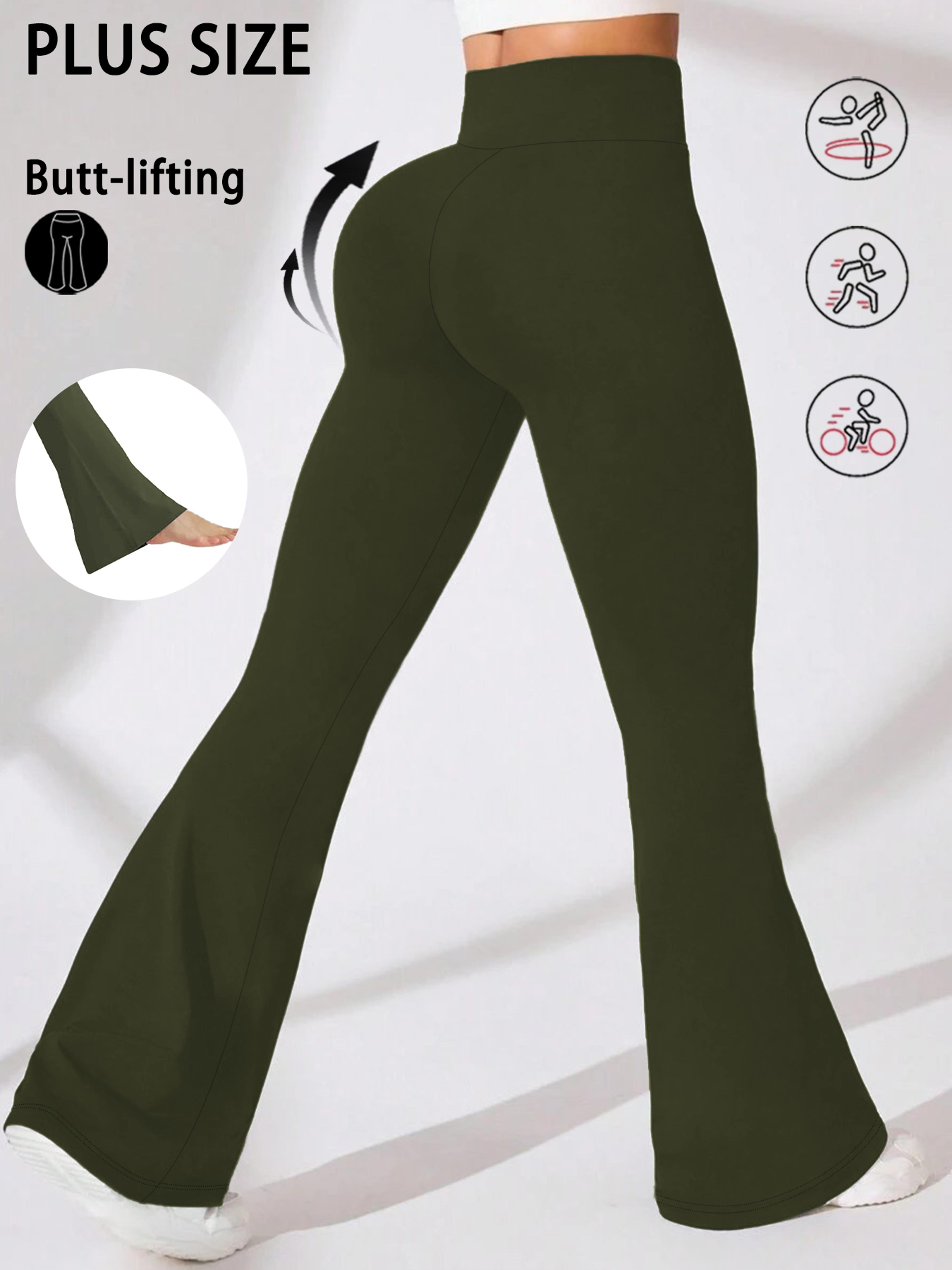 Plus Size Womens High Waisted Flare Leggings With Tummy Control 6