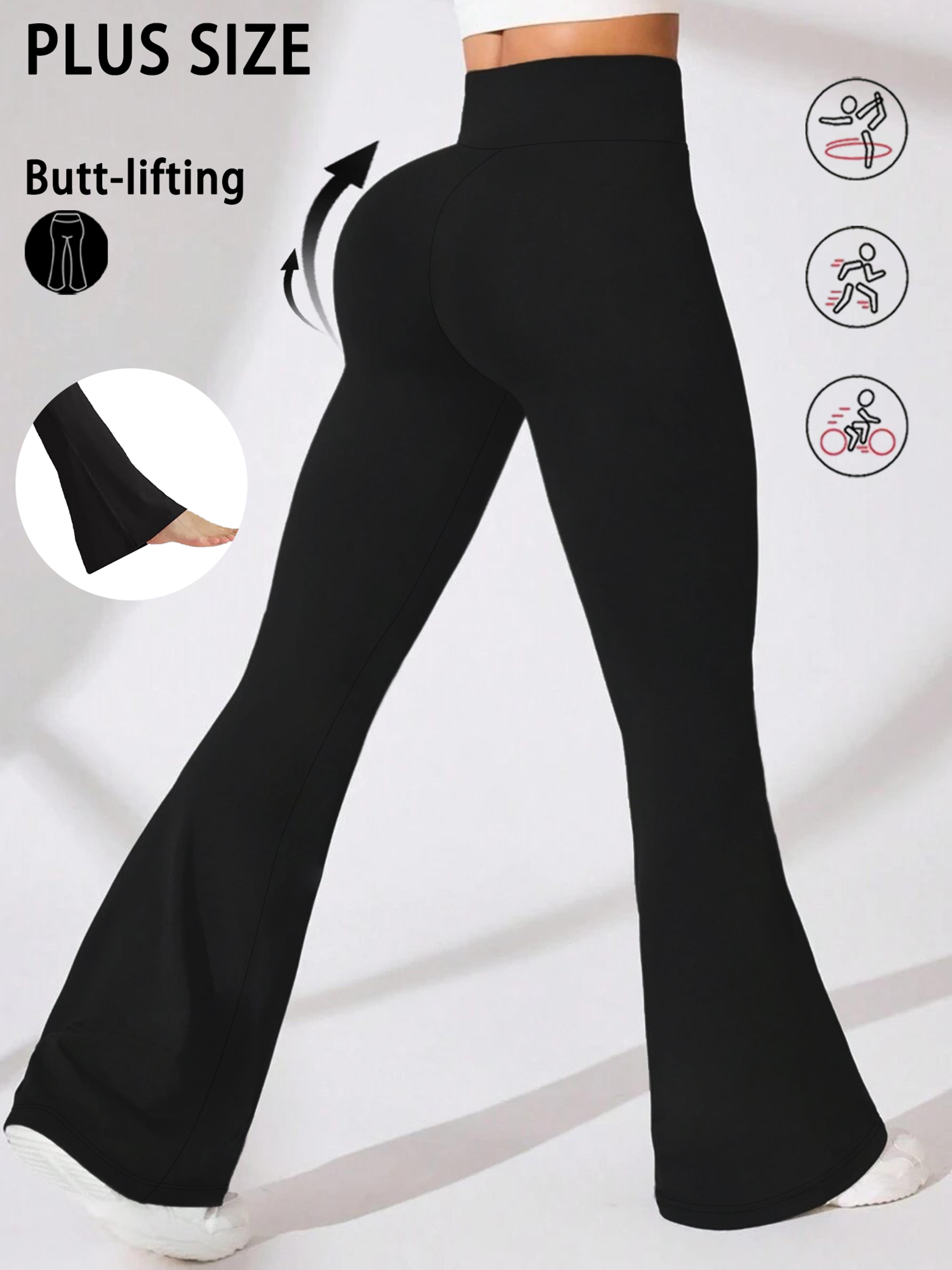 Plus Size Womens High Waisted Flare Leggings With Tummy Control 9