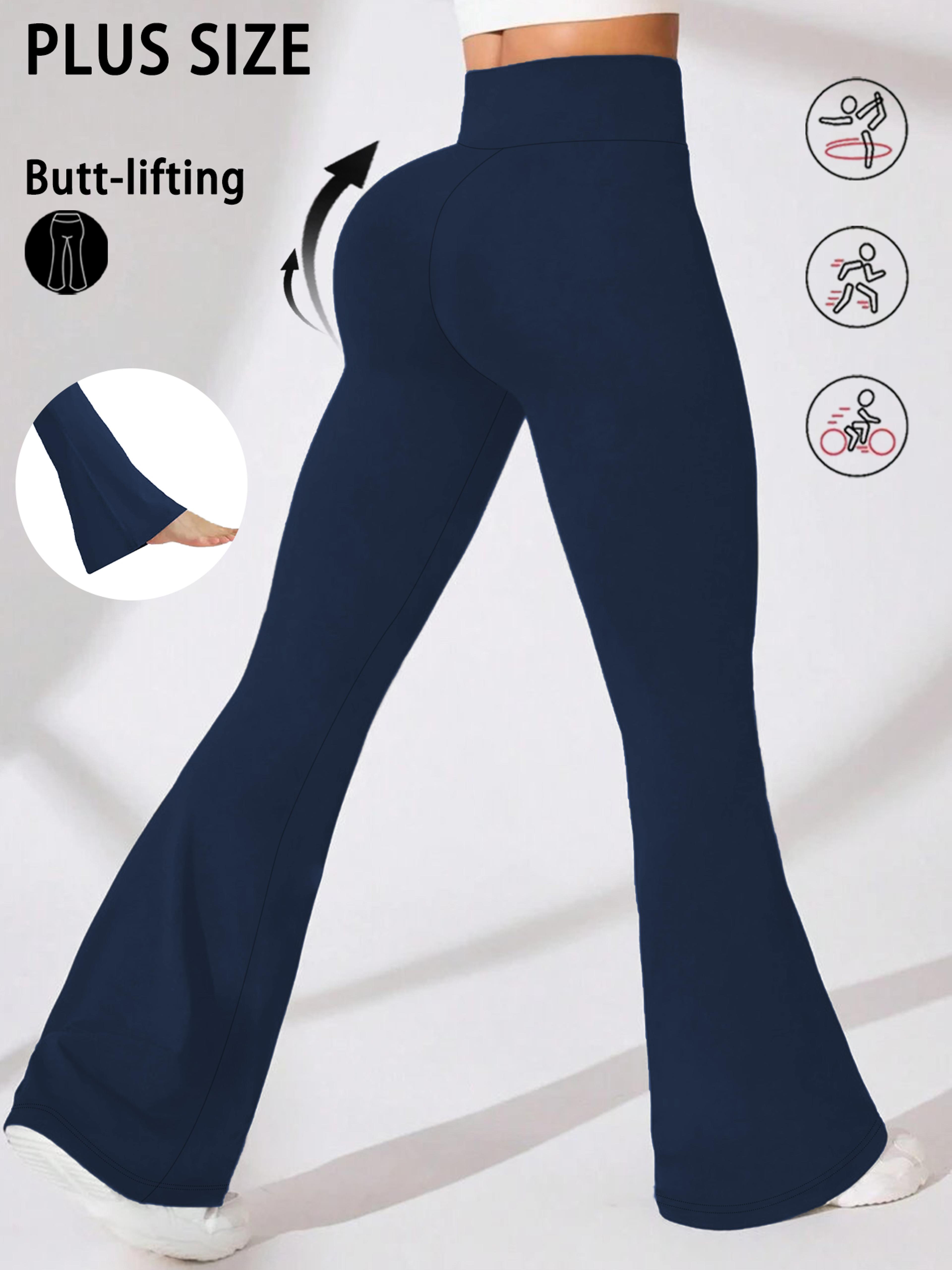 Plus Size Womens High Waisted Flare Leggings With Tummy Control 10