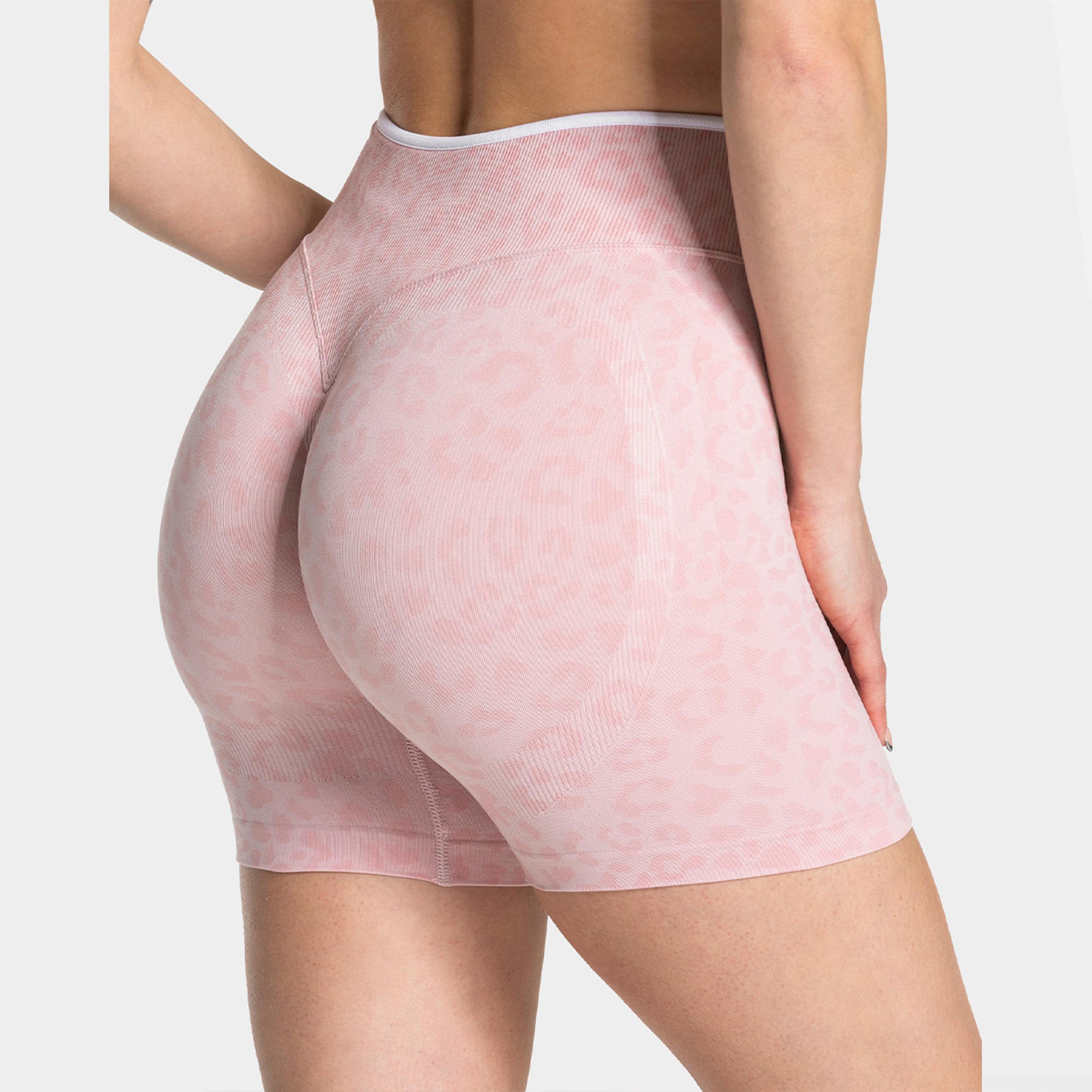 Womens High Waisted Leopard Print Seamless Yoga Shorts With Contrast Trim 7