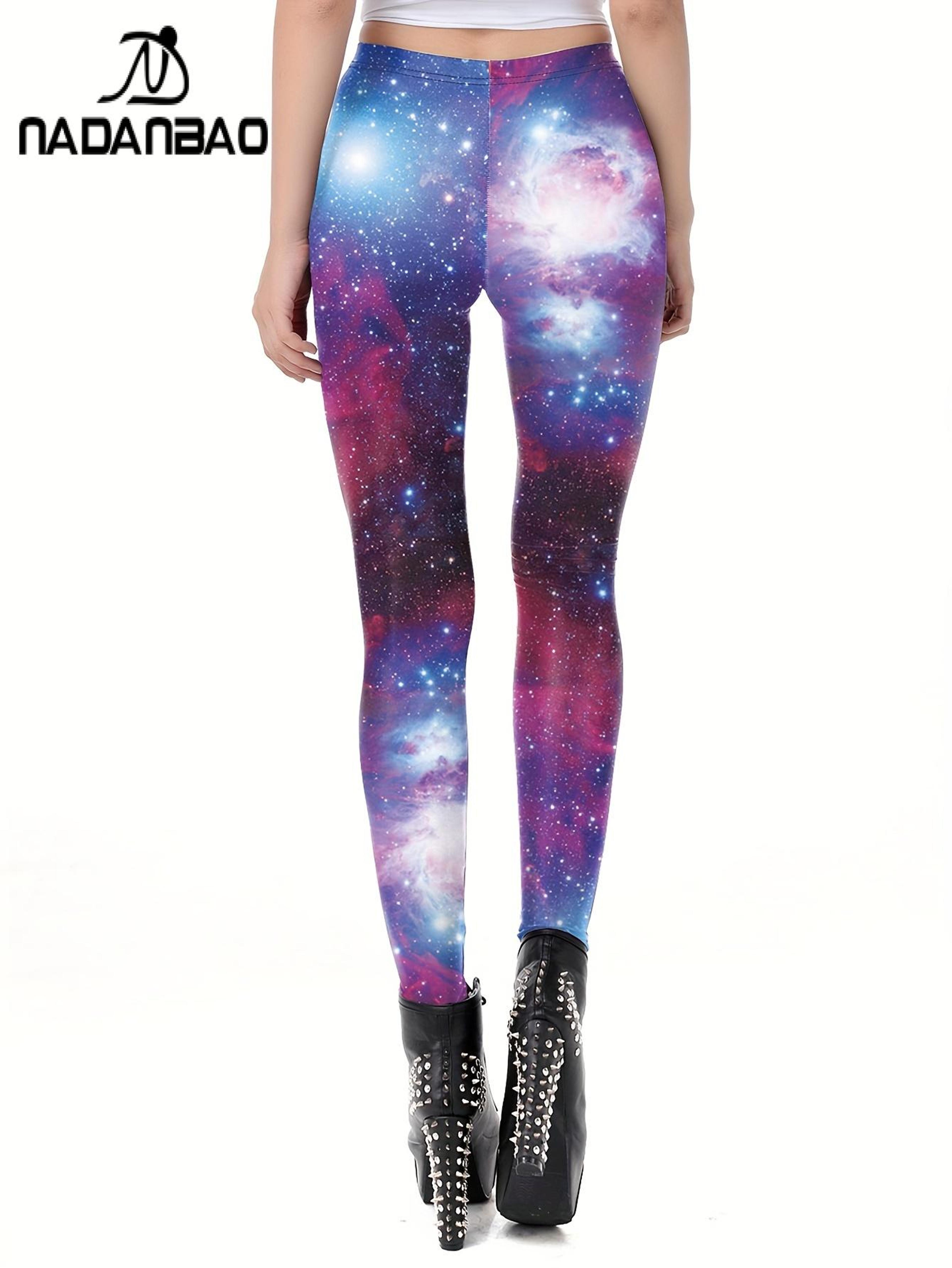 Womens Starry Sky Print Leggings MidRise Slim Fit Stretchy Yoga Pants 4