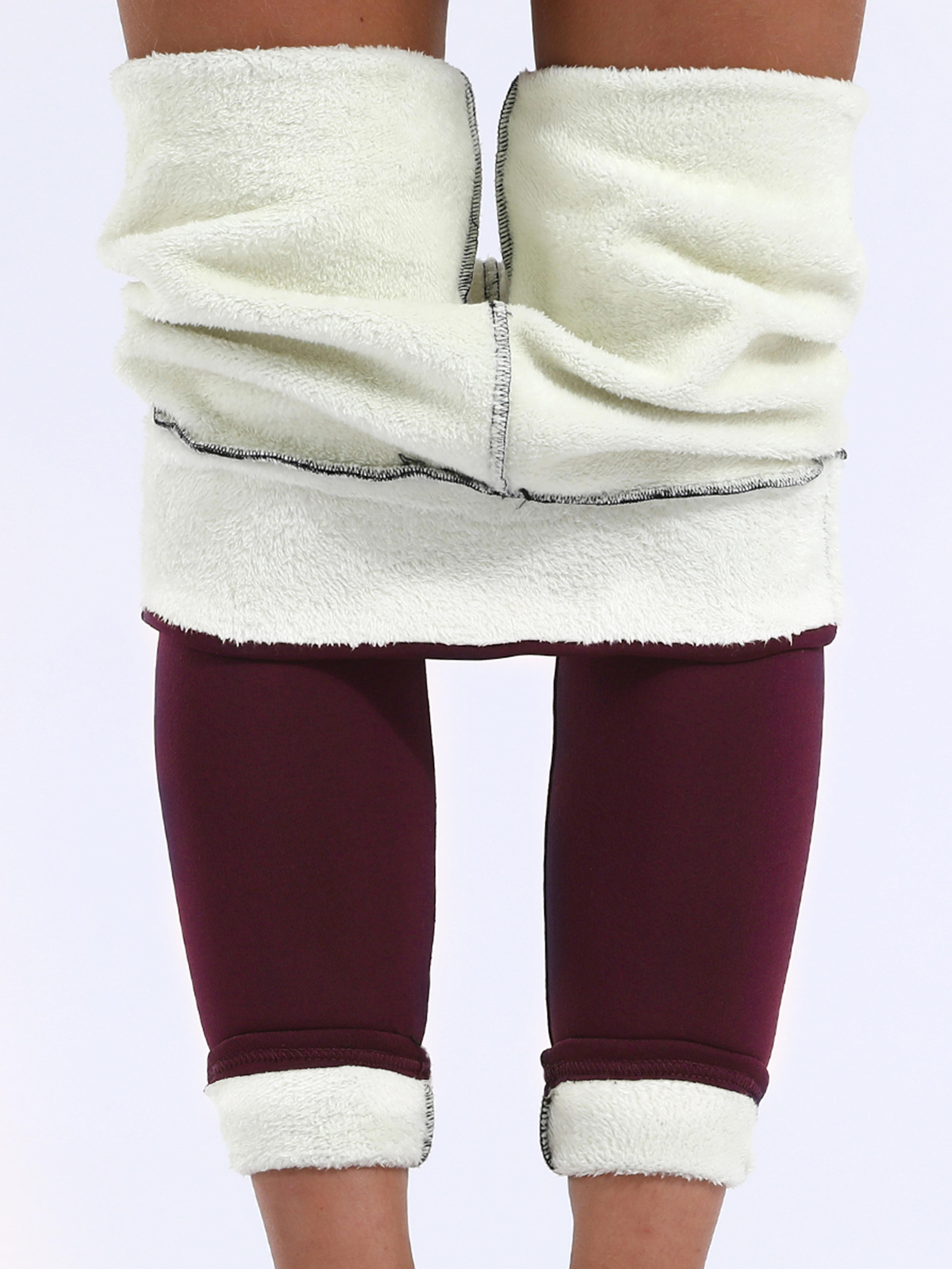 Womens High Waist Velvet Leggings  Stretchy AnkleLength Winter Tights 4