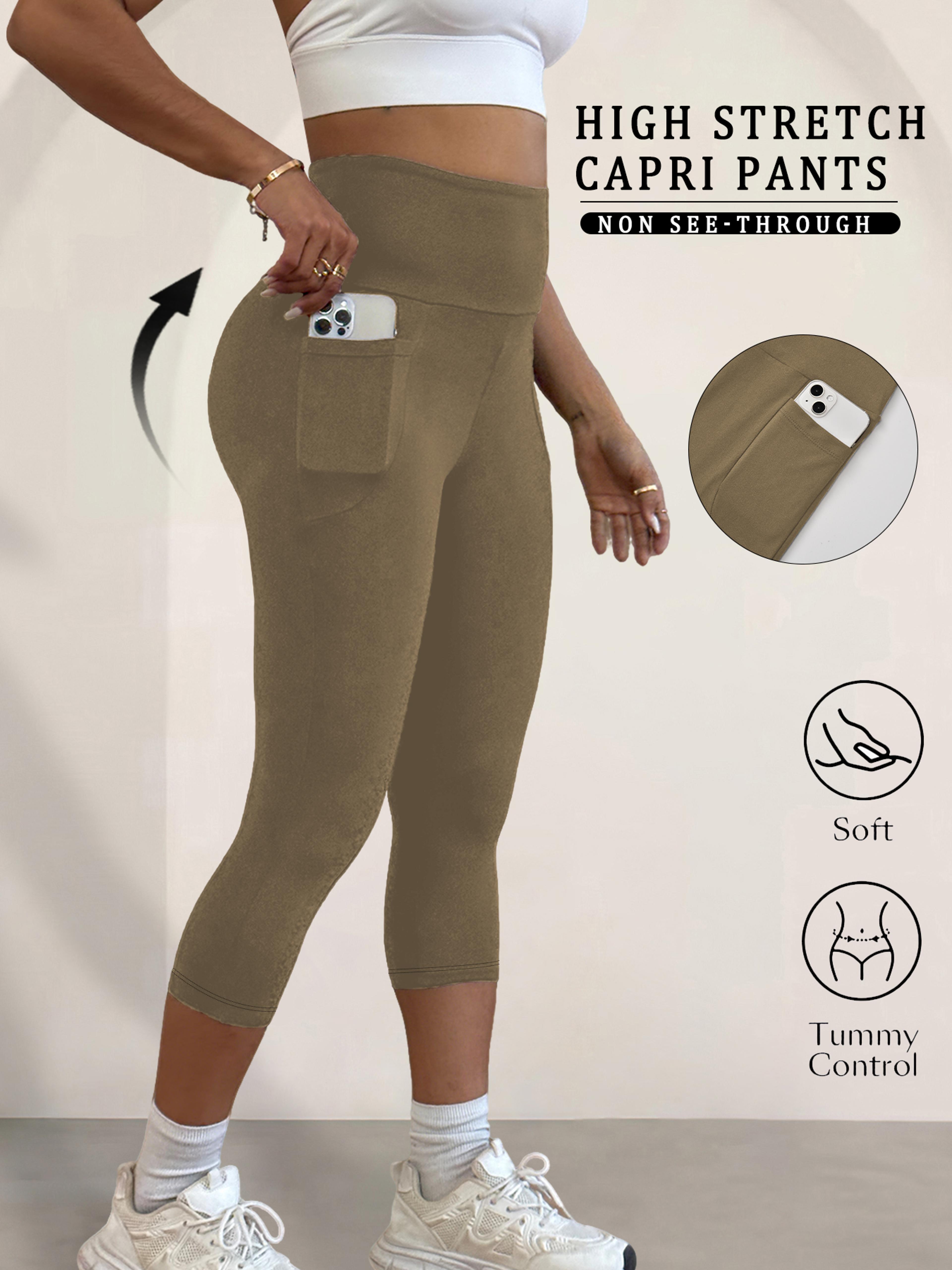 Womens High Waisted Capri Leggings With Pockets And Tummy Control 1