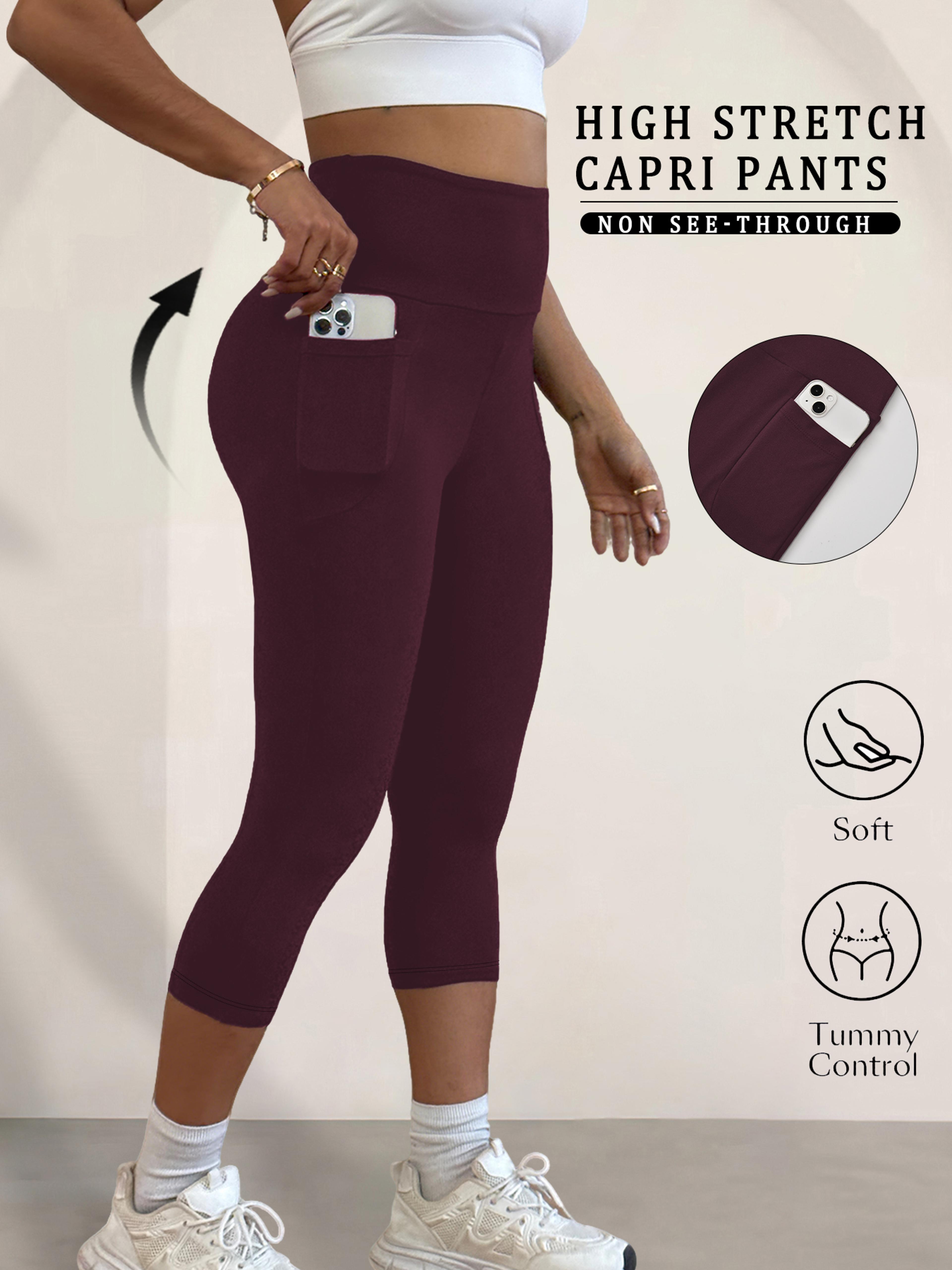 Womens High Waisted Capri Leggings With Pockets And Tummy Control 6