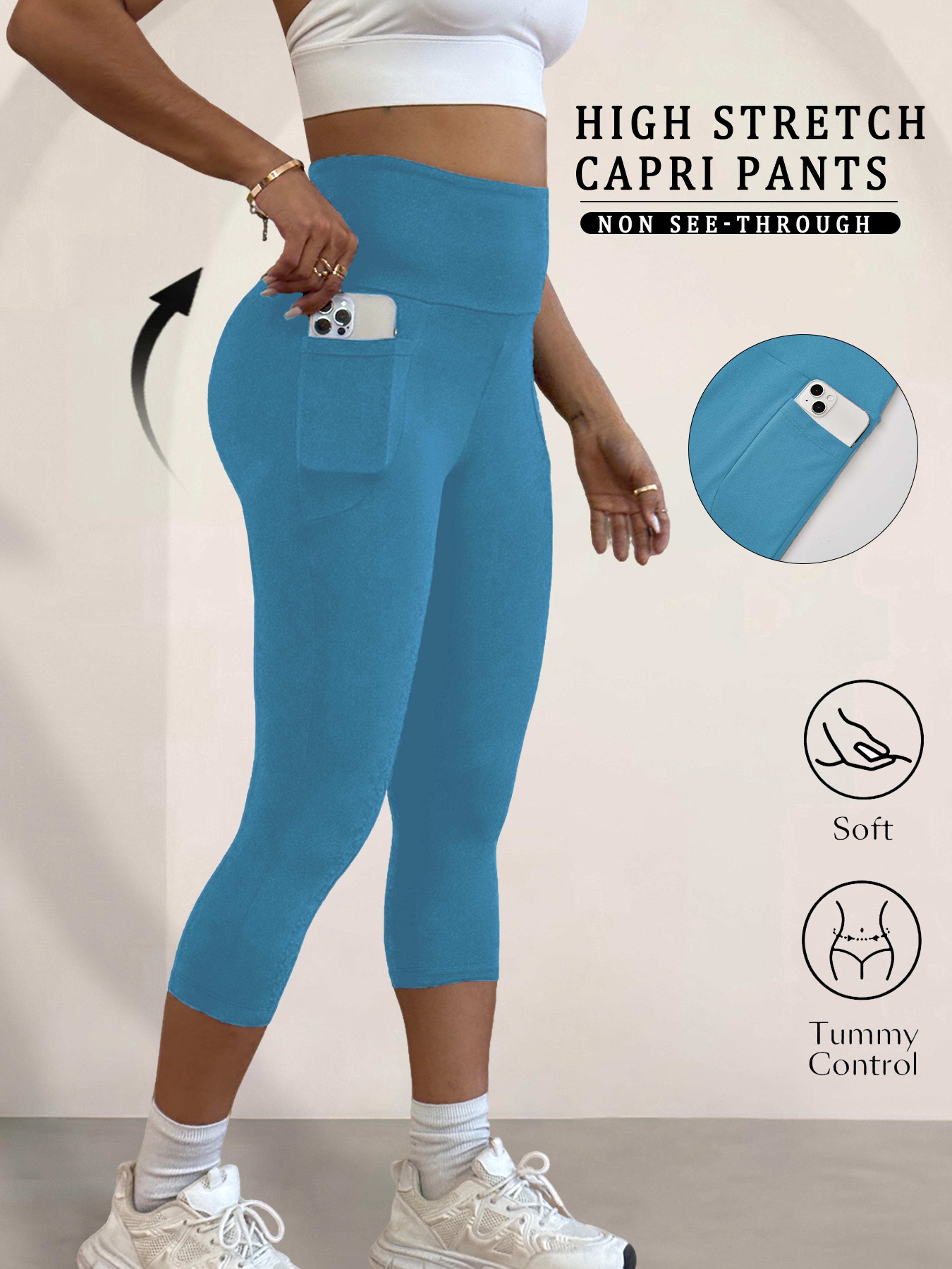 Womens High Waisted Capri Leggings With Pockets And Tummy Control 11